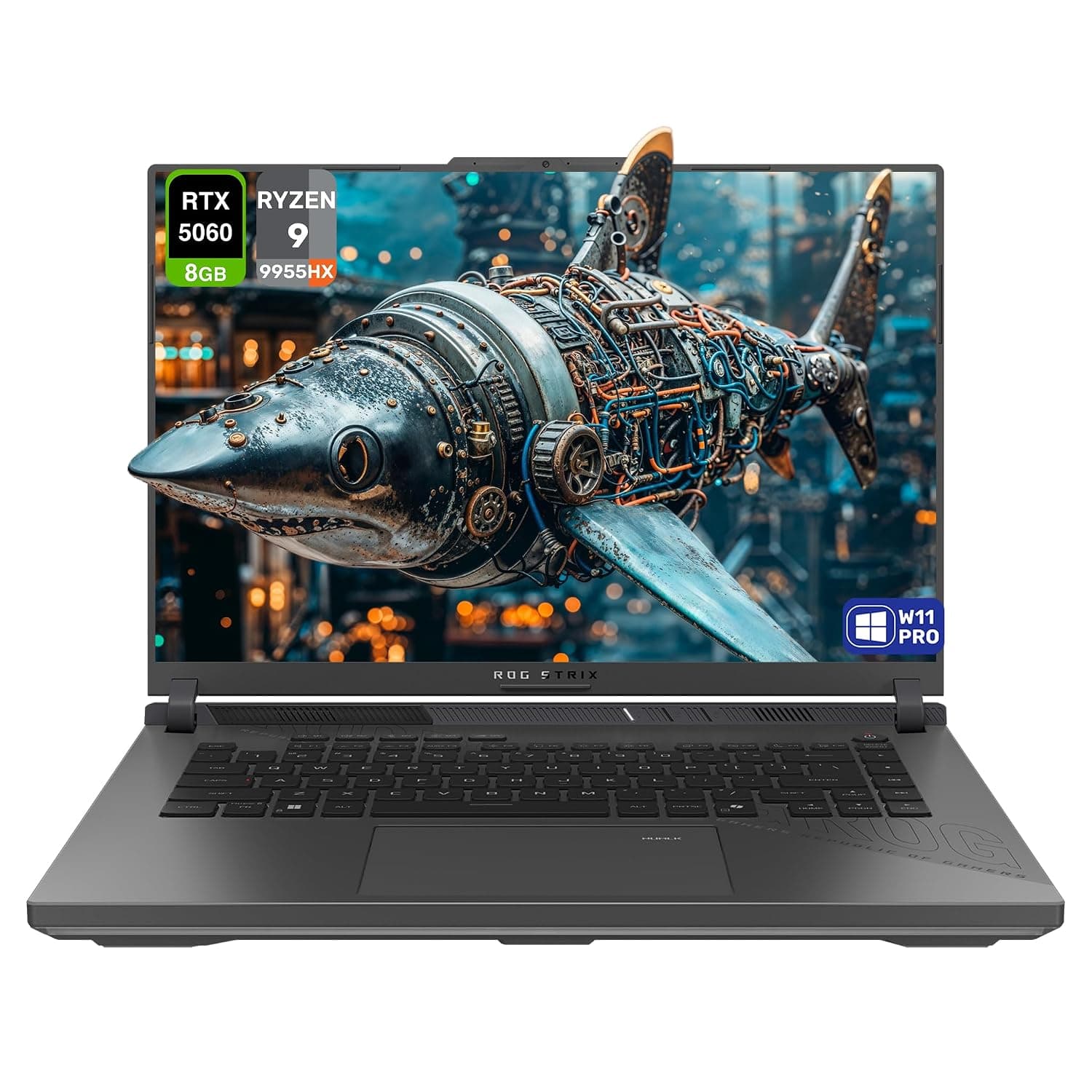 ASUS ROG Strix G16 Gaming Laptop, AMD Ryzen 9-9955HX, 32 GB DDR5 RAM, 2 TB PCIe SSD, 16" WUXGA (1920x1200) 165Hz Display, Nvidia G-Force RTX 5060, 4-Zone RGB Keyboard, W11 Pro, Eclipse Gray