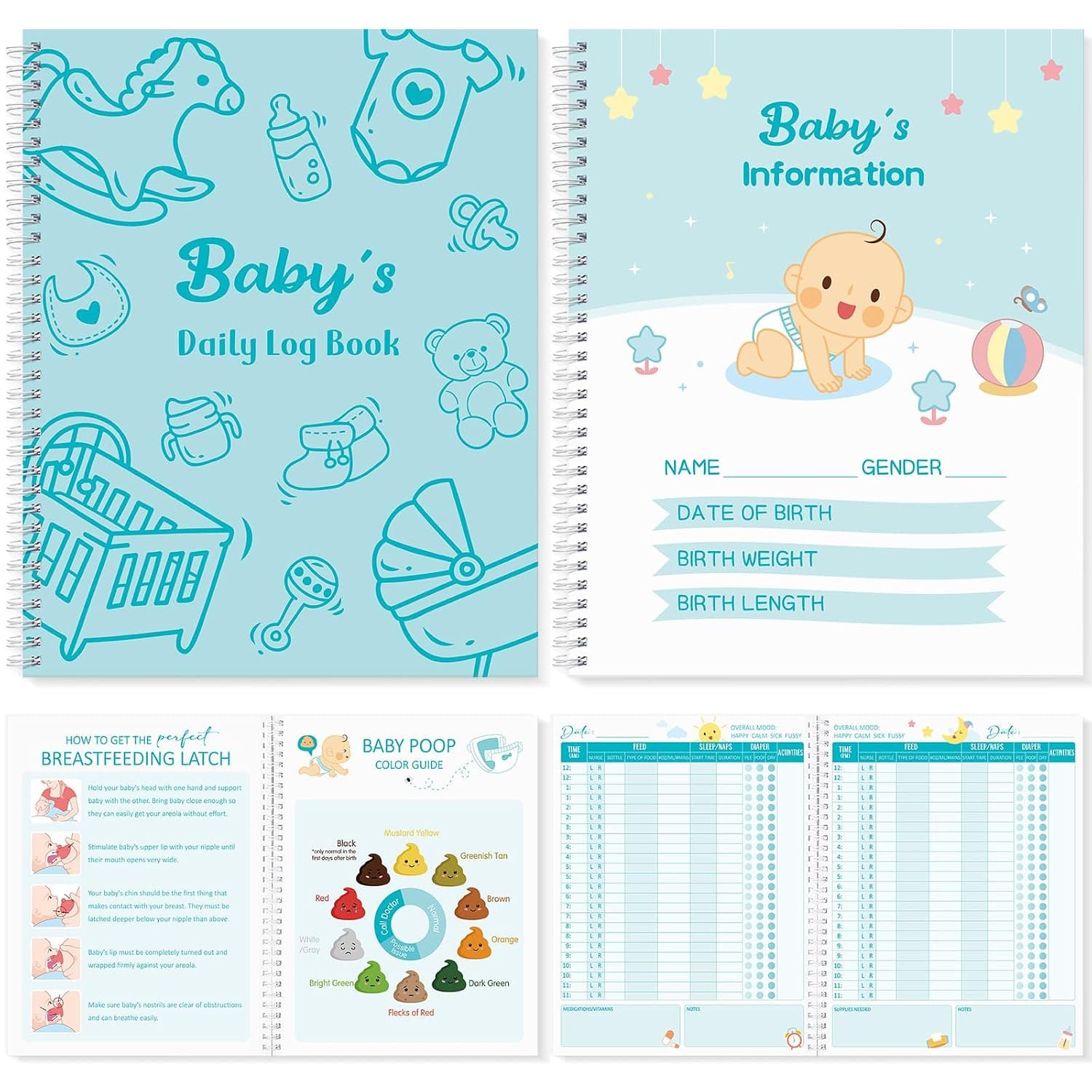 Pasimy Baby Daily Log Book for Newborns Baby Feeding Track Log Baby Care Journal and Monitor Nursing Tracker, Sleep, Diaper, Activities Schedule Planner for Nanny New Parents Gift, 8.5 x 11''