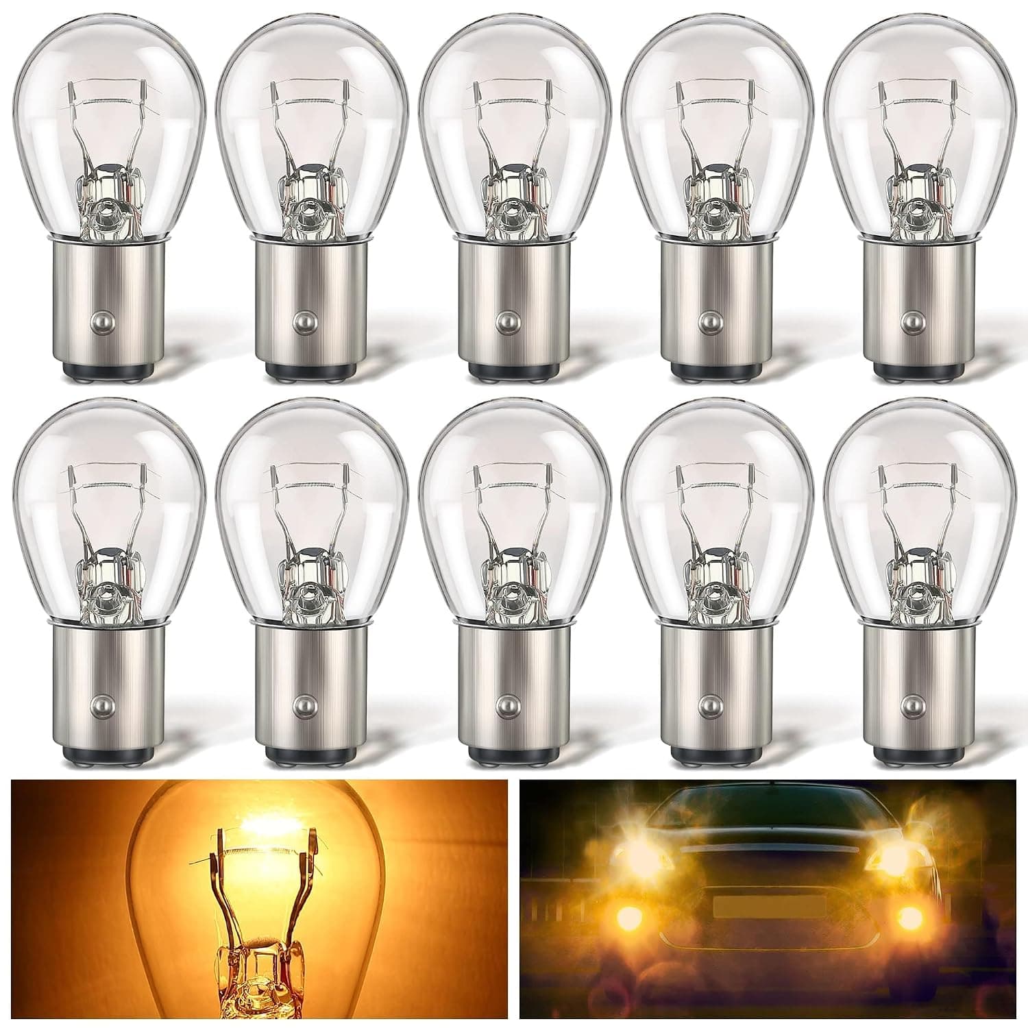 X spring Light Bulb, 10 Pcs 1157 S25 2057 2357 7528 BAY15D Miniature Bulbs, High Performance Taillight and Turn Signal Bulbs for Vehicles