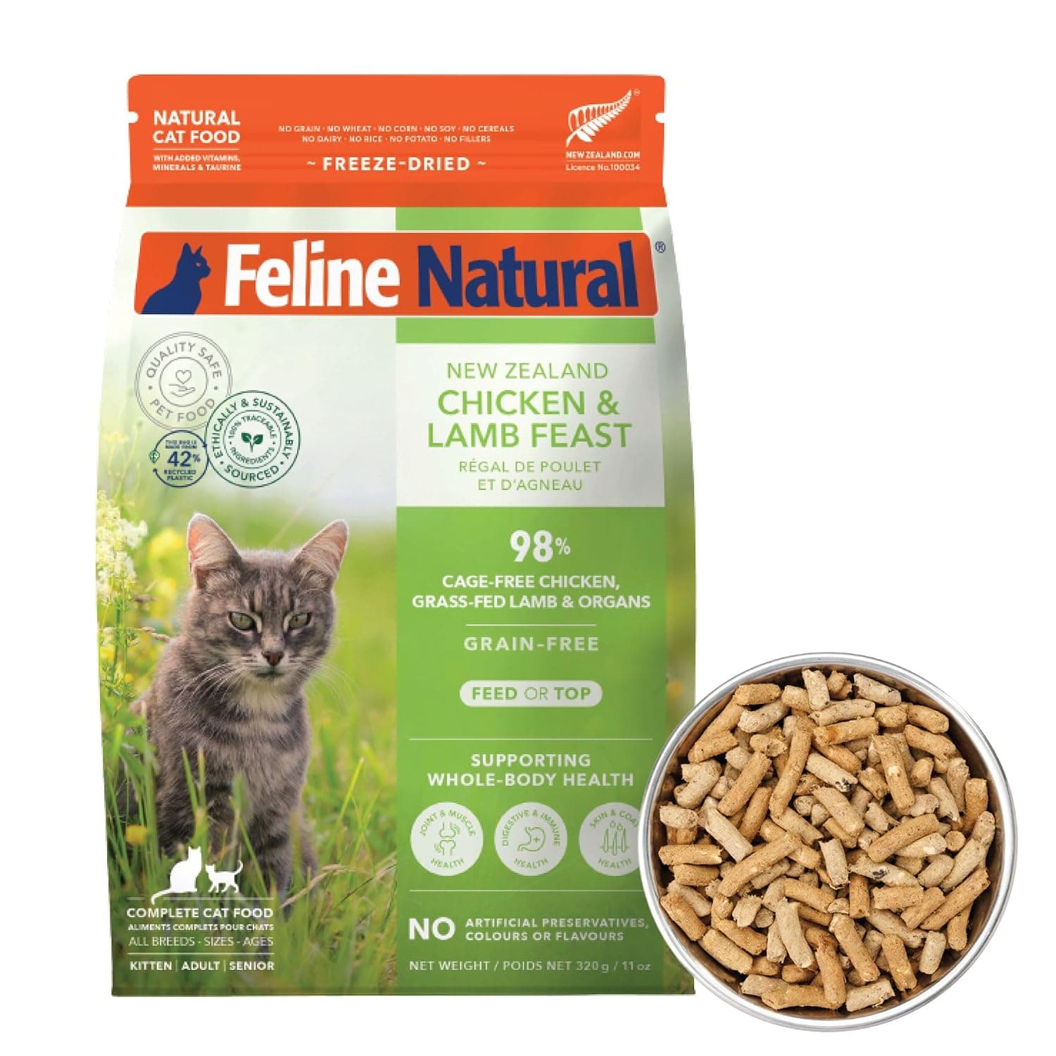 Feline Natural - High Protein Freeze Dried Dry Cat Food with 98% Meat