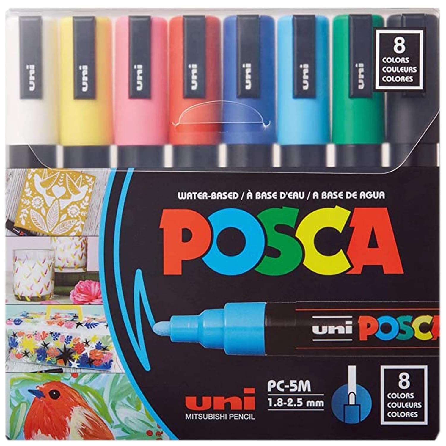 POSCA 8-Color Paint Marker Set, PC-5M Medium