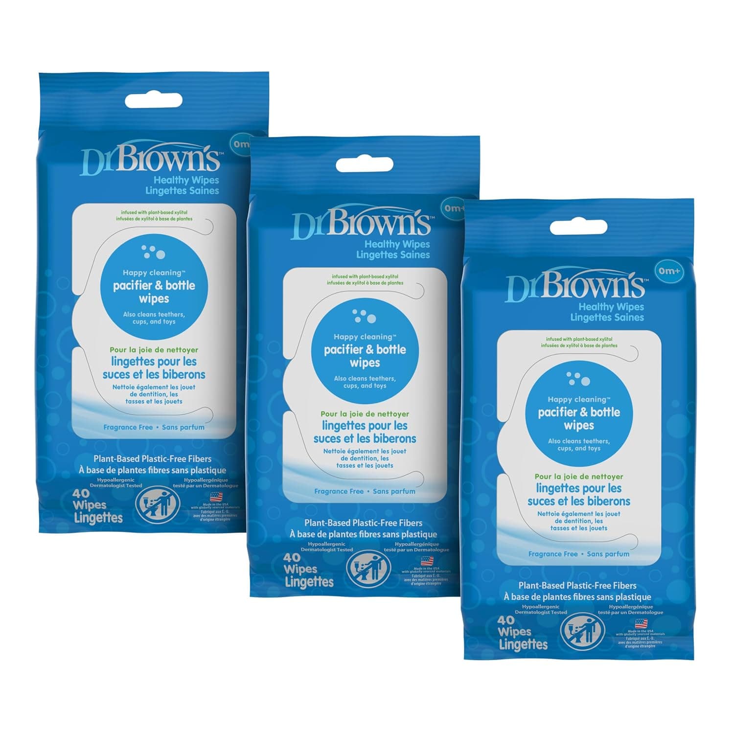 Dr. Brown's Pacifier and Bottle Wipes, 40 Count, 3-Piece