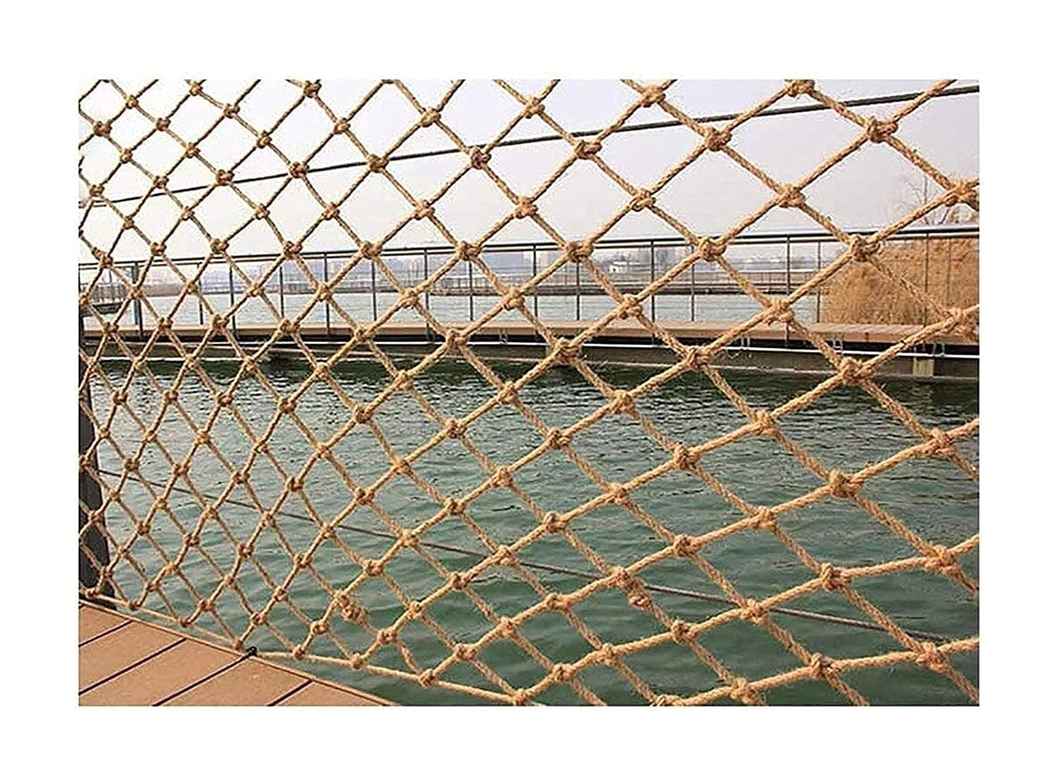 High-Strength Hemp Rope Net, Outdoor Safety Ber for Kids, Stair Protection Net, Climbing Bird Net, 2x4m (7x13ft) Cargo Safety Net for Decks and Gardens