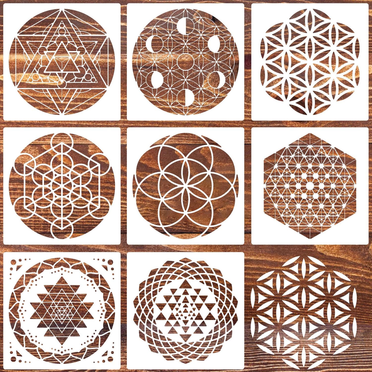 Sacred Geometry Stencil 8inch Metatron's Cube/The Flower of Life Stencils | Reusable Stencils for Crafts Drawing Templates for Wall Canvas Paper Art Crafts