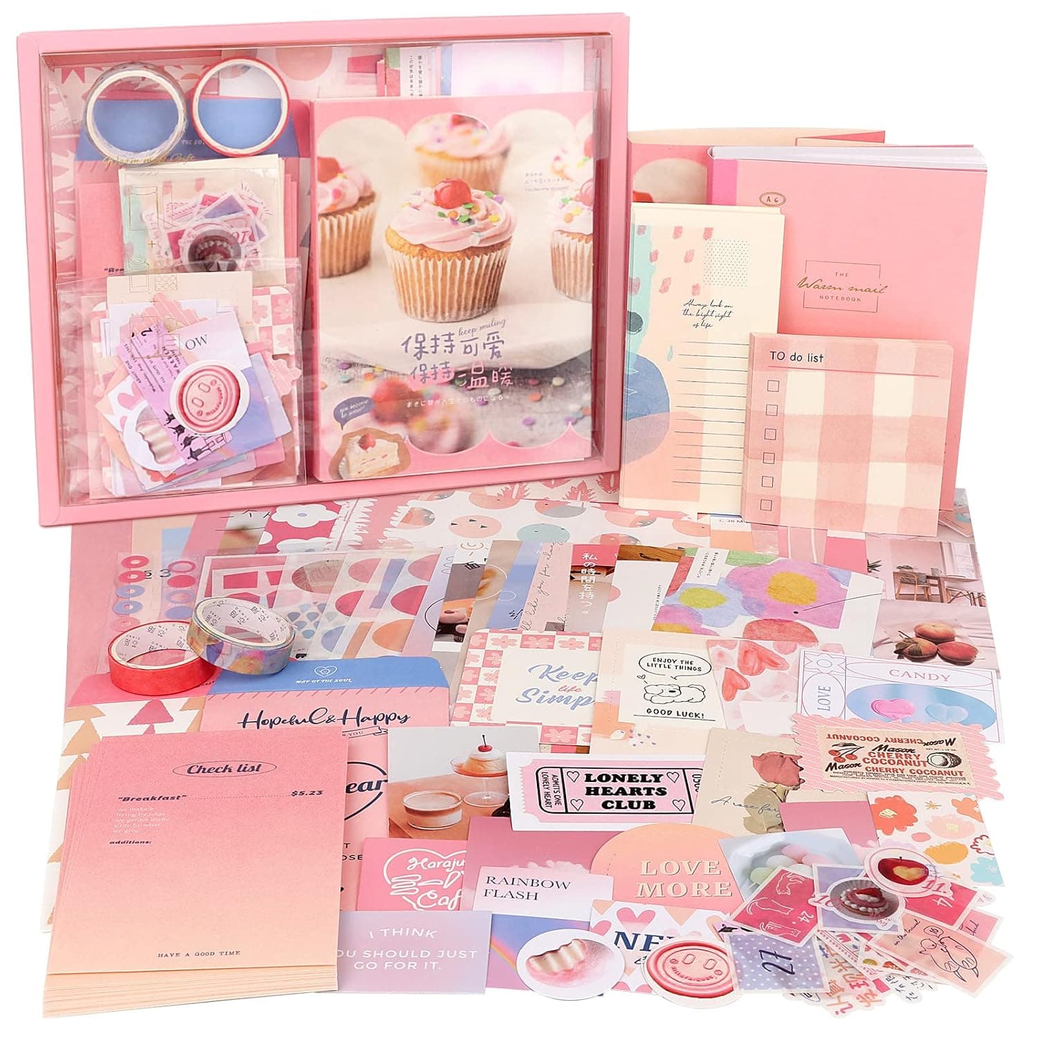 Bukela Scrapbooking Kit(155 PCS), Warm Mail Series-My Sweetheart, Perfect for Bullet Scrapbooking Materials, Planner DIY Arts Craft Collage