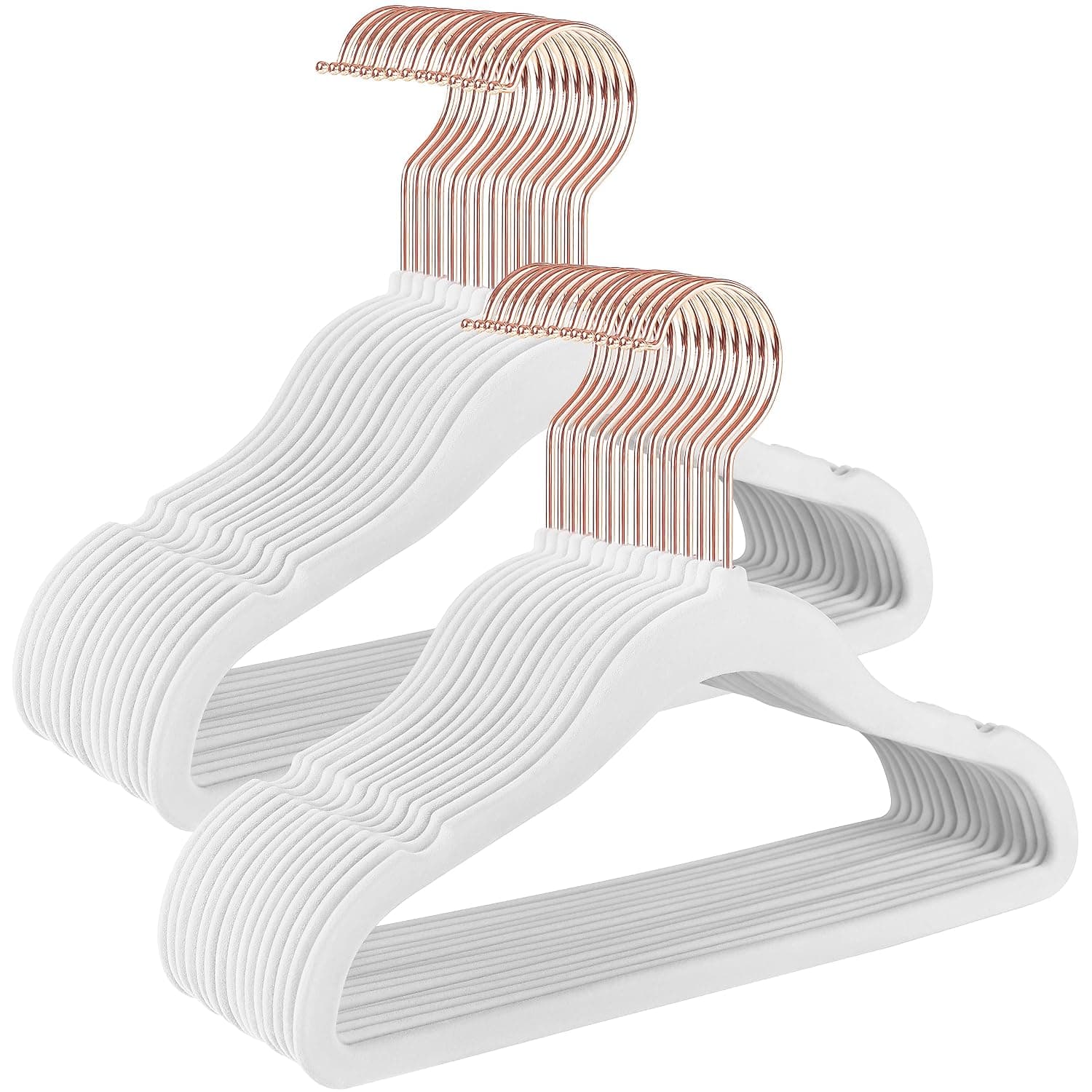 SONGMICS CRF027W01 - Velvet Children's Hangers with Rose Gold Hooks, Non-Slip Kids Hangers for Clothes in Closet, Baby or Children's Coats, White Color