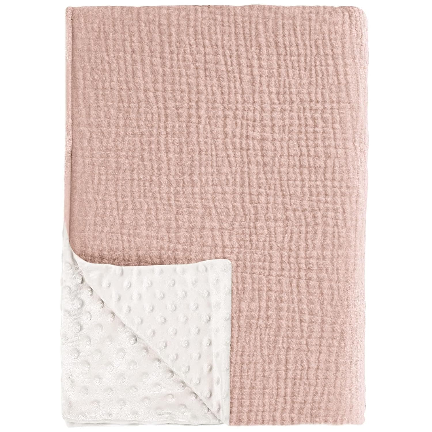 Baby Blankets for Unisex Boys Girls, Super Soft Nursery Minky Blankets with Muslin Cotton Front and Dotted Fleece Backing, Printed Bed - Gifts for Birthday Babay Shower Newborn Toddler
