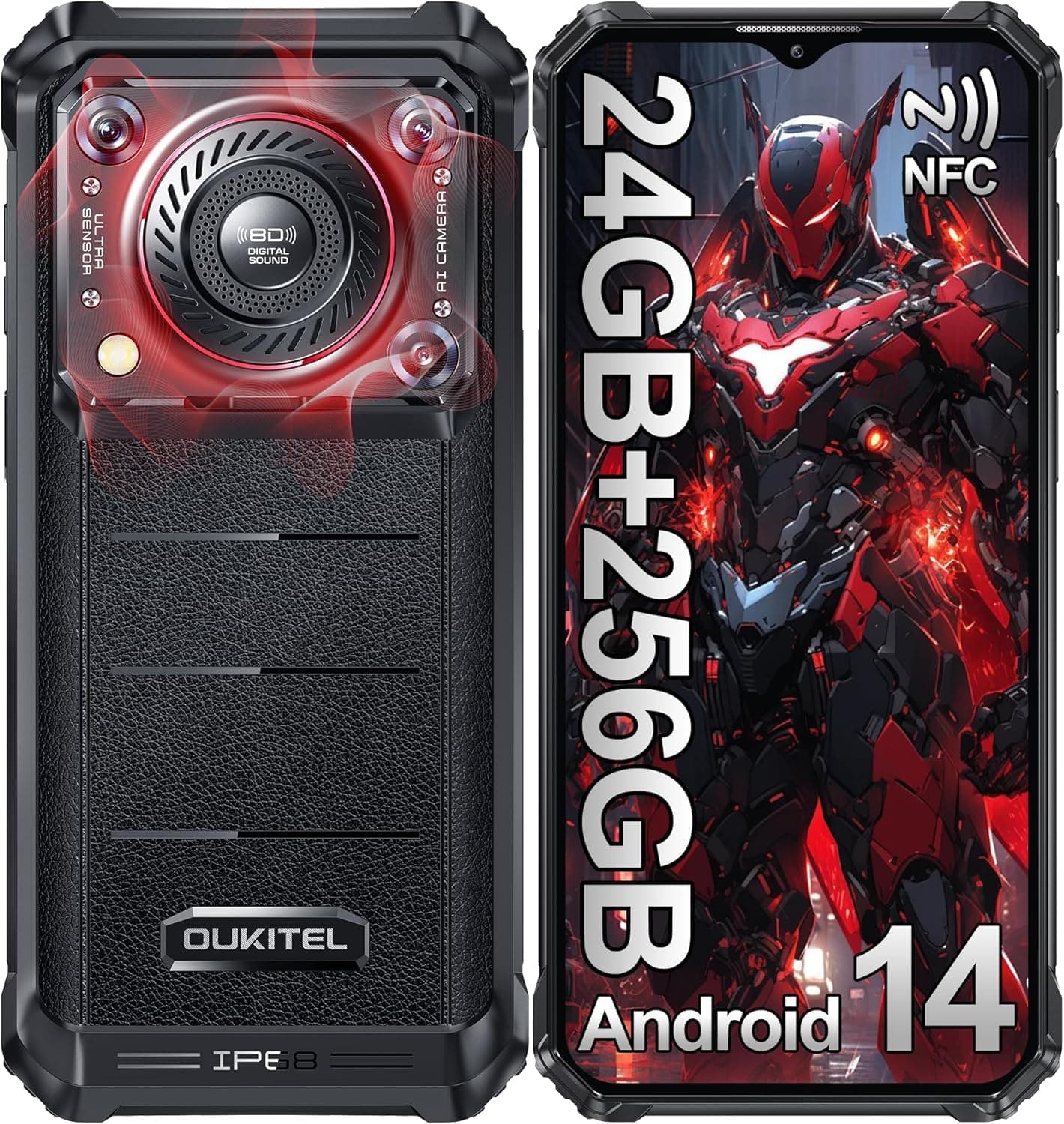 WP36 Pro Rugged Phone 6.52 Inch 6GB RAM+256GB ROM 10600mAh Mobile Phones Android 14 13MP Camera HD 60Hz Cellphone NFC