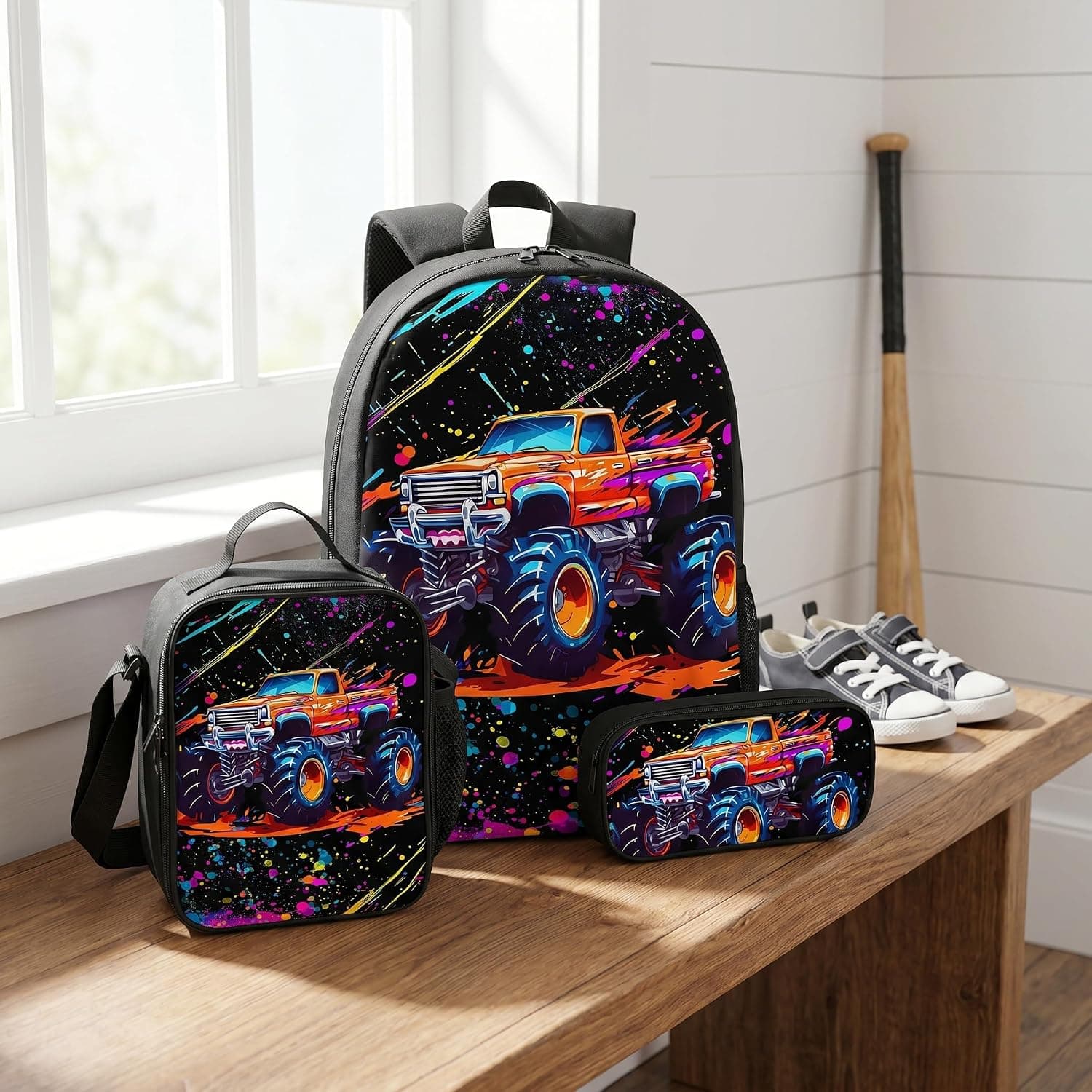 3Pack 17 Inch 3D Digital Printing Backpack Waterproof Travel Daypack Lightweight School Bag for Men Women