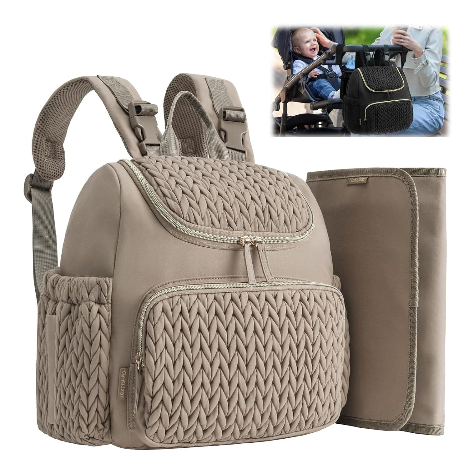 Diaper Bag Backpack with Extra Pouch and Changing Pad Lightweight Baby Diaper Bag