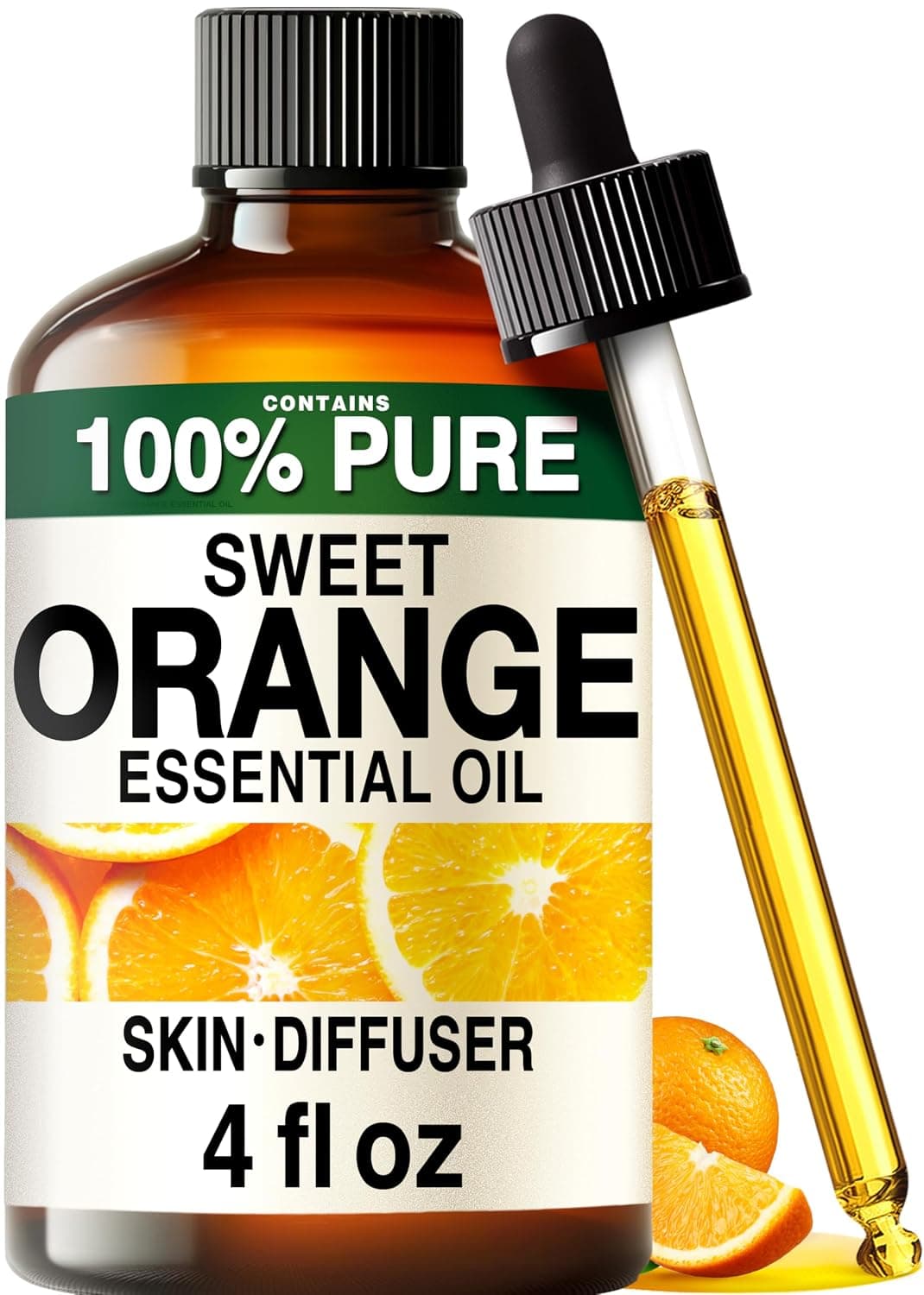 Kukka Sweet Orange Essential Oil for Diffuser & Skin - 4 Fl Oz - 100% Pure Natural Orange Oil, Citrus Scent, Cleaning for Aromatherapy & Soap Making Scent DIY