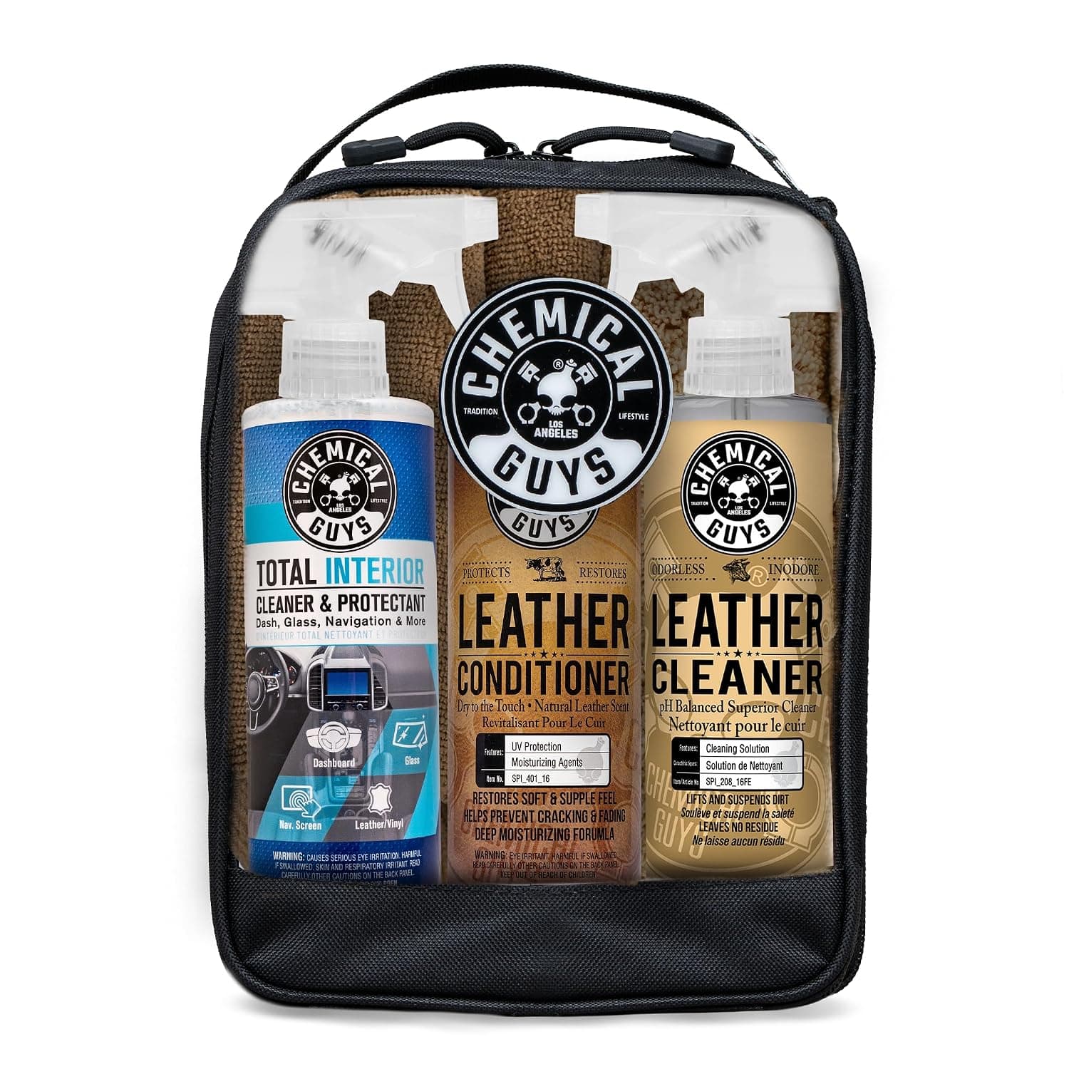 Chemical Guys, Leather Cleaning & Conditioning Kit, Cleaner, Towels & Bag