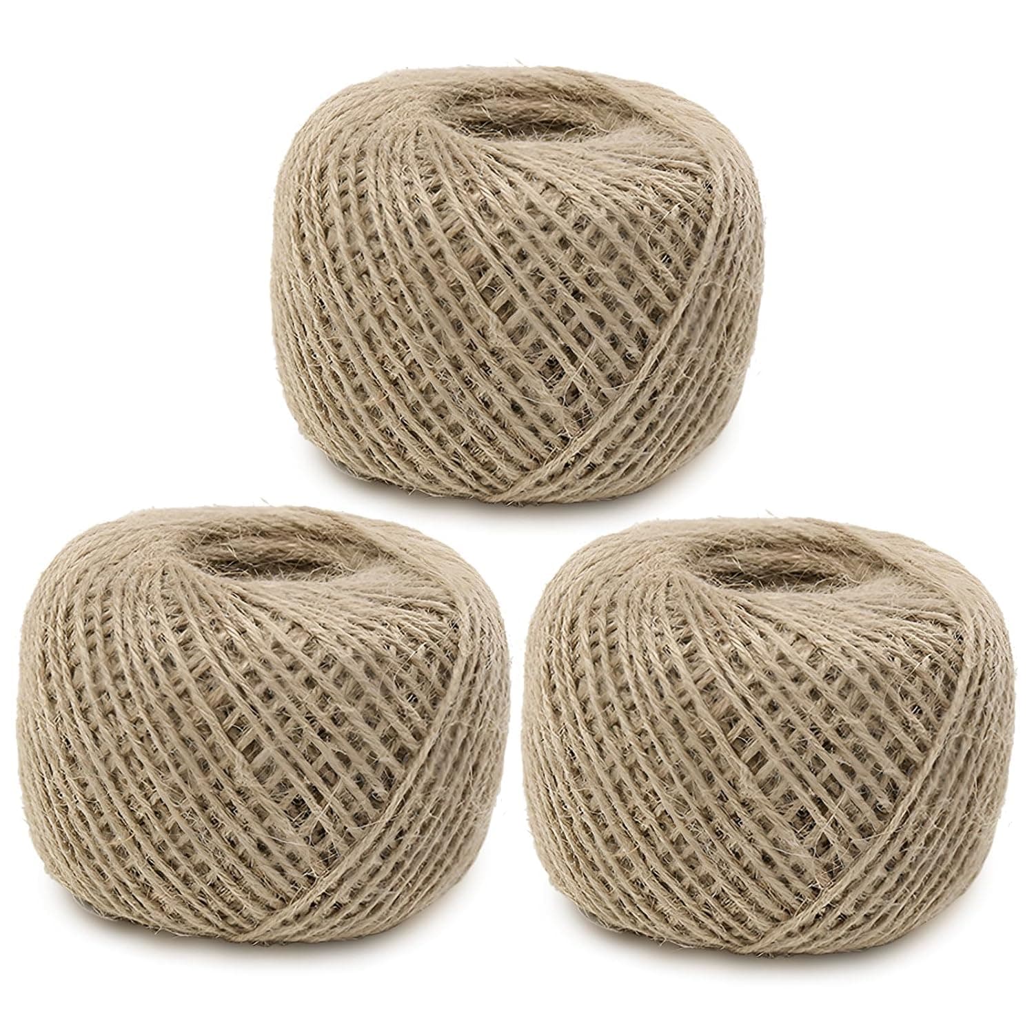 Natural Jute Twine 3 Rolls x 80 m, 240 m Total, 2 mm Jute Twine for Garden, Plant Ties, Gift Wrapping, Floristry, DIY Crafts, Package Decoration and Christmas Decoration