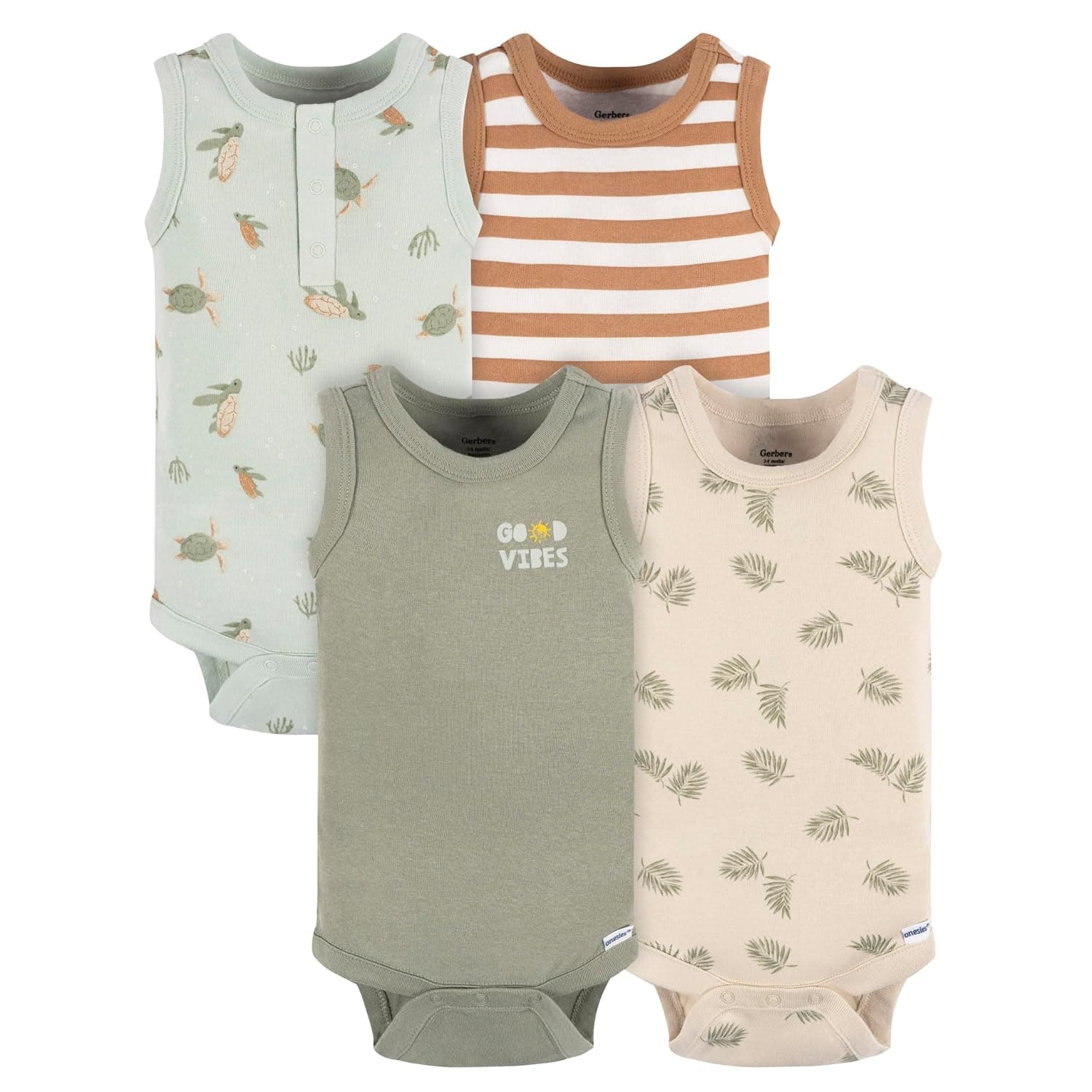 Gerber baby-girls 4-Pack Sleeveless Onesies Bodysuit Baby and Toddler Layette Set