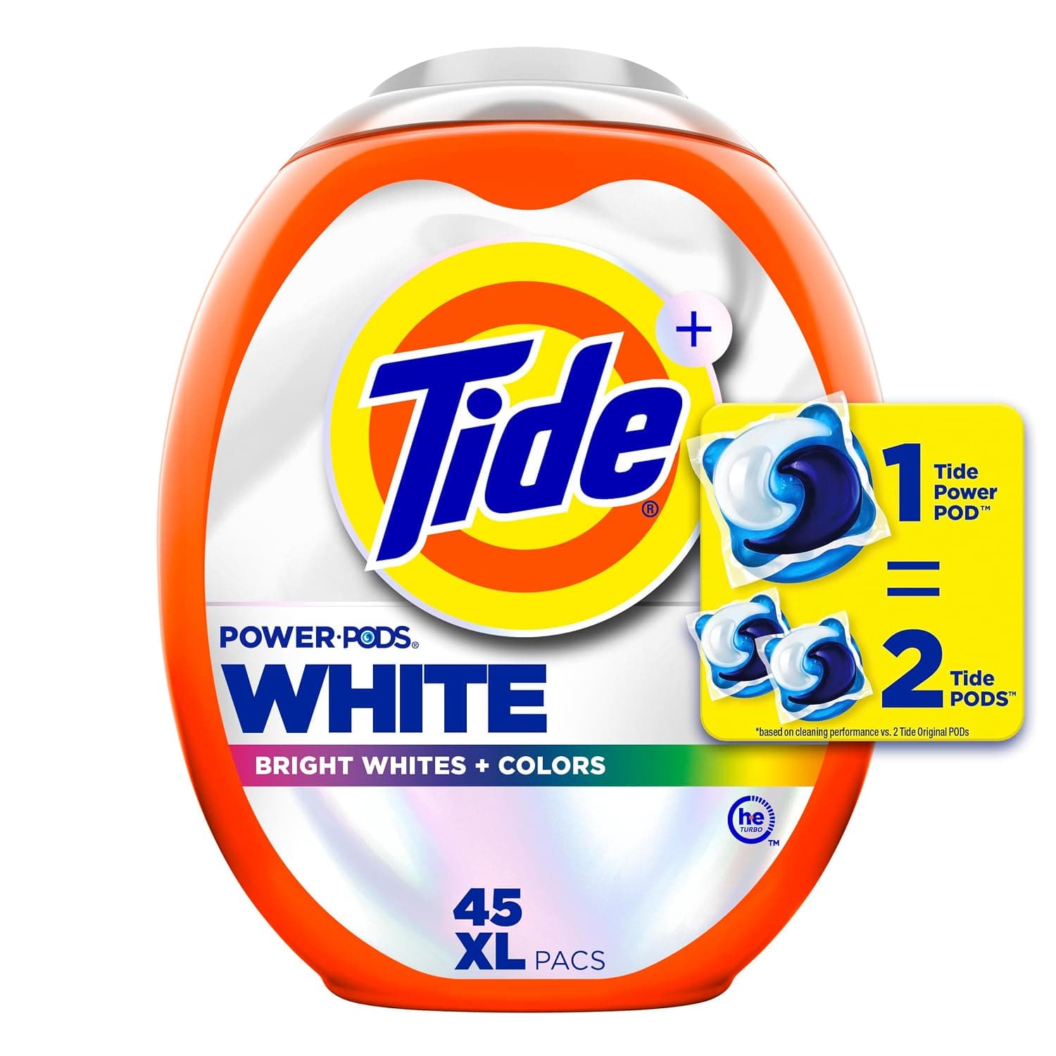 Tide Power PODS Plus Ultra OXI White and Bright Laundry Detergent, Advanced Stain Removal and Whitening Power, 45 Count, Tide Pods Laundry Detergent, Laundry Pods Detergent