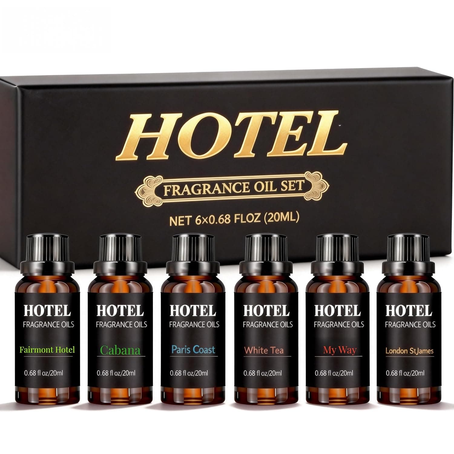 Hotel Collection Luxury Diffuser Oils Set Inspired by The My Way 、Westin White Tea, Fairmont Hotel, St James Hotel London, Paris Coast、Ritz Carlton Hotel Scent (6 * 20ML Set02)