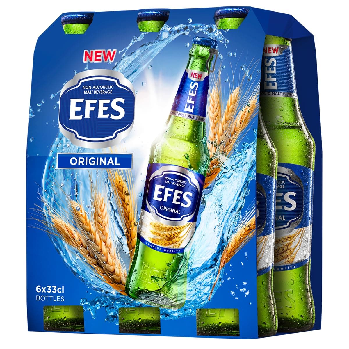 Efes Non Alchoholic Malt Beverage Bottle, Original, Pack of 6x330ml