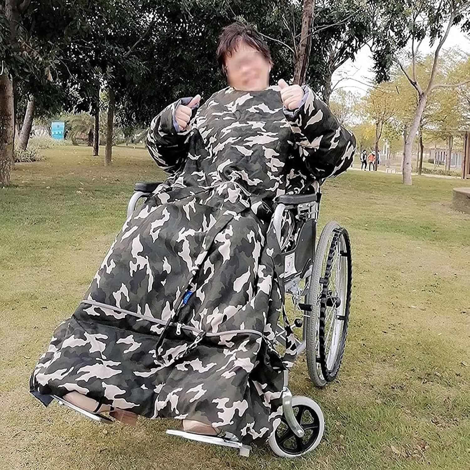 Winter Wheelchair Blanket Warmer Cover, Windproof Wheelchair Full Body Warm Blanket, for Elderly Patients and Disabled Leg Lower Body Warm(Green,120 * 150cm)