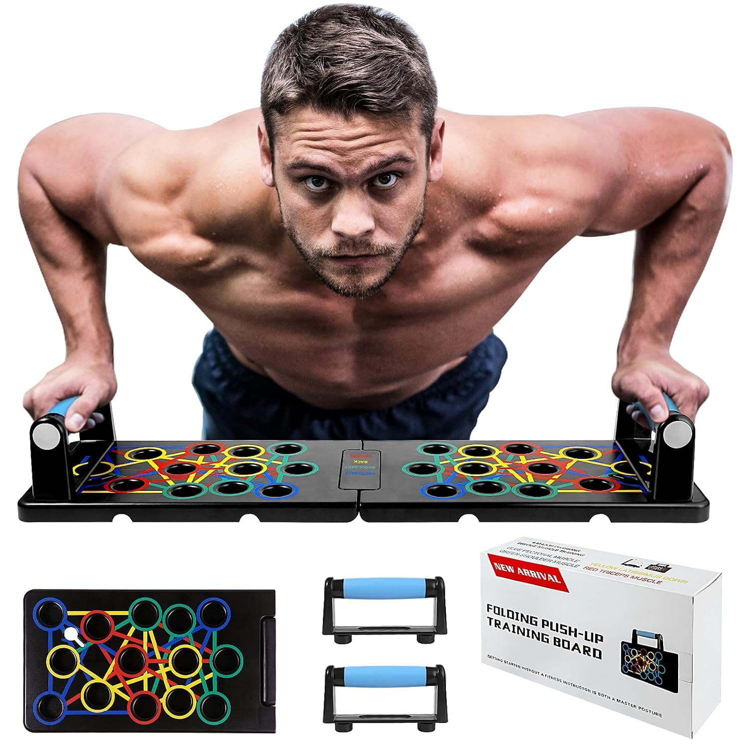 YANKUIRUI 24 in1 Push Up Board Multifunctional Foldable Portable Fitness Workout Push-up Tools Pushup Stands Exercise Board Muscle Board,Home Exercises For Men/Women