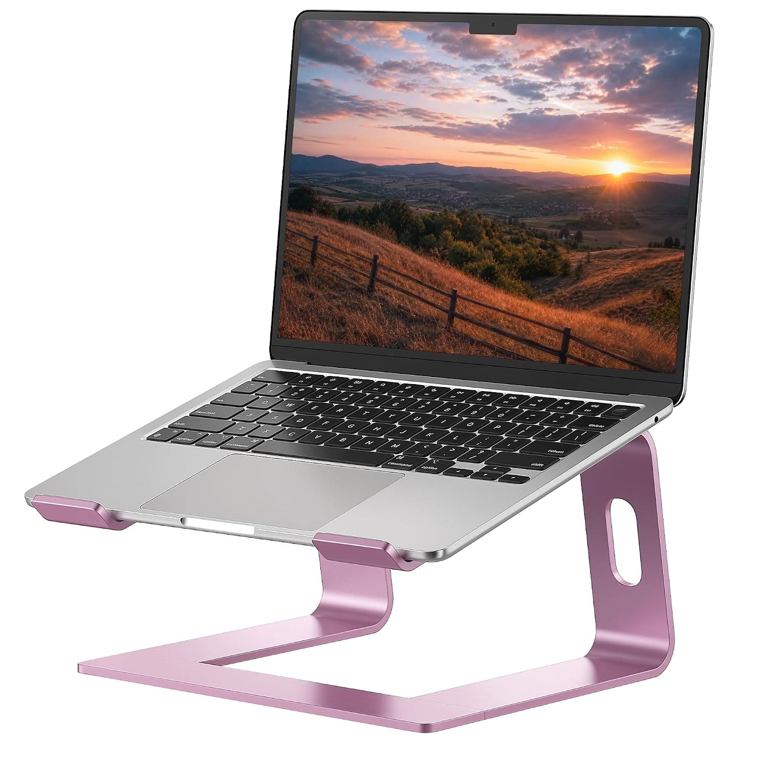Soundance Laptop Stand, Aluminum Computer Riser, Ergonomic Laptops Elevator For Desk, Metal Holder Compatible With 10 To 15.6 Inches Notebook Computer, Rose Gold