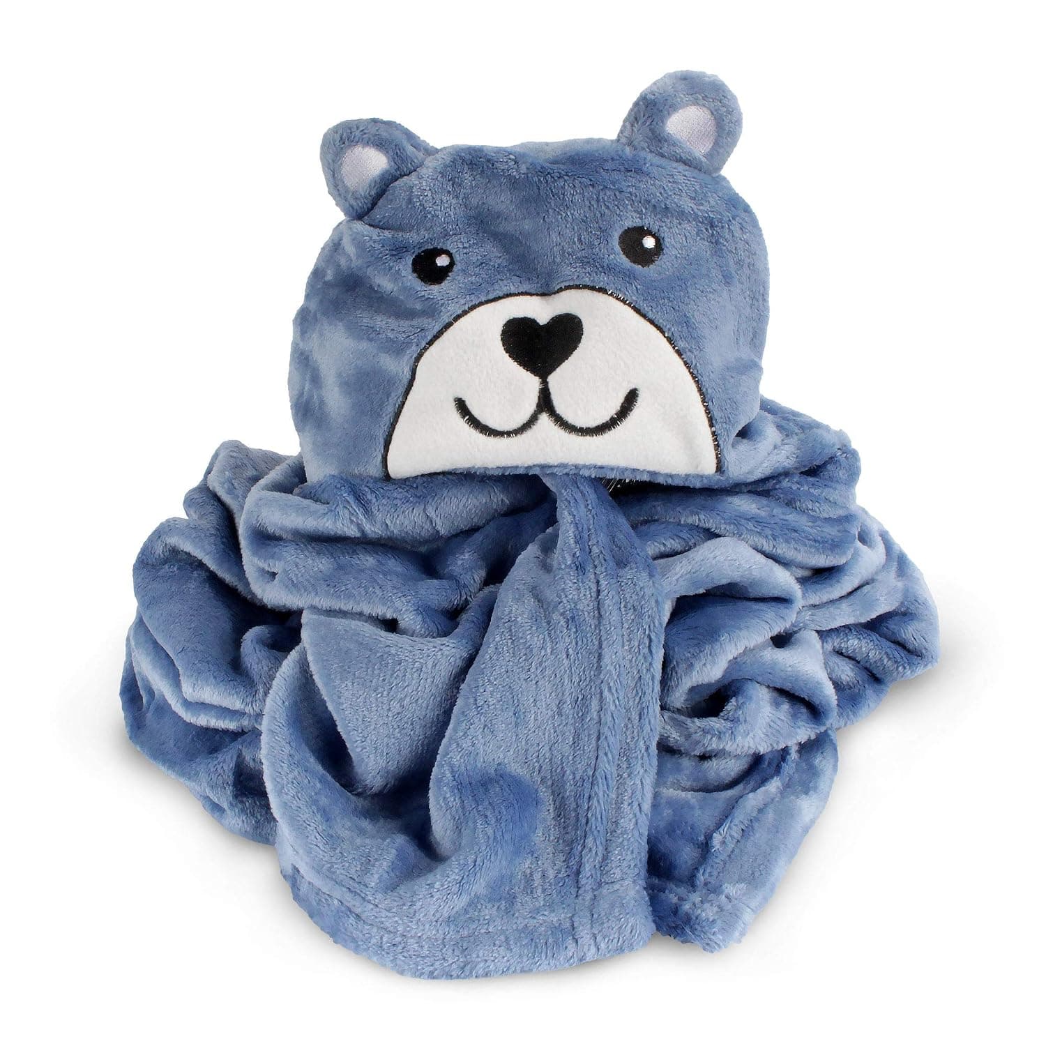 BambooMN Super Soft Hooded Bath Animal Towels - Nursery Essentials - Cute Towel Robe for Girl/Boy - Blue Bear