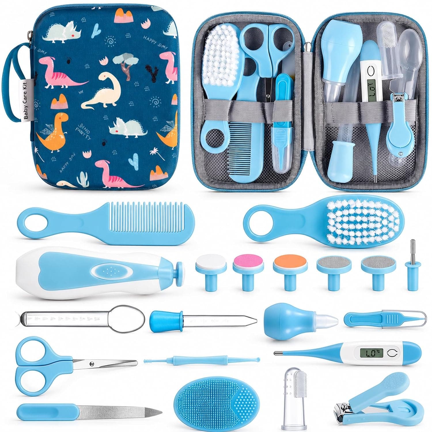 20PCS Baby Grooming Health Care Kit, Portable Travel Baby Nail Hair Cleaning Set, Safe Newborn Care Gift for Ramadan Baby Shower
