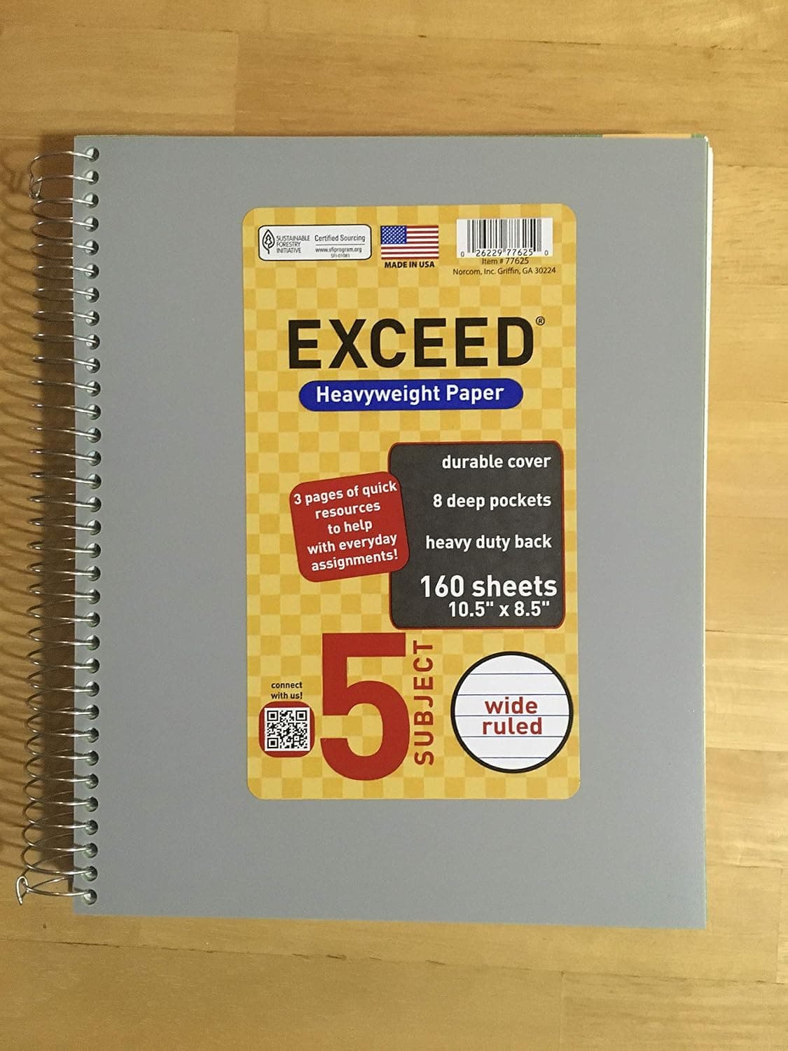 WIDE RULED 5-SUBJECT NOTEBOOK 160 Sheets