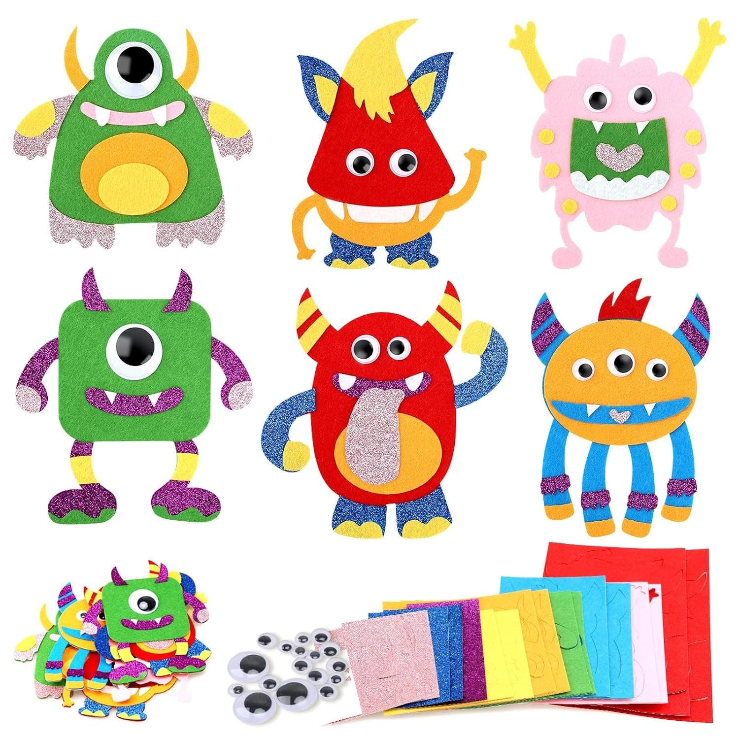 Felt Sewing Kit for Kids - Toddler Arts & Crafts for Ages 3-5 - Girls Boys 4-6 Birthday Gift - DIY Beginner Needle and Thread Beginners -Craft Activities, Preschool Learning Toy (12 Pcs)