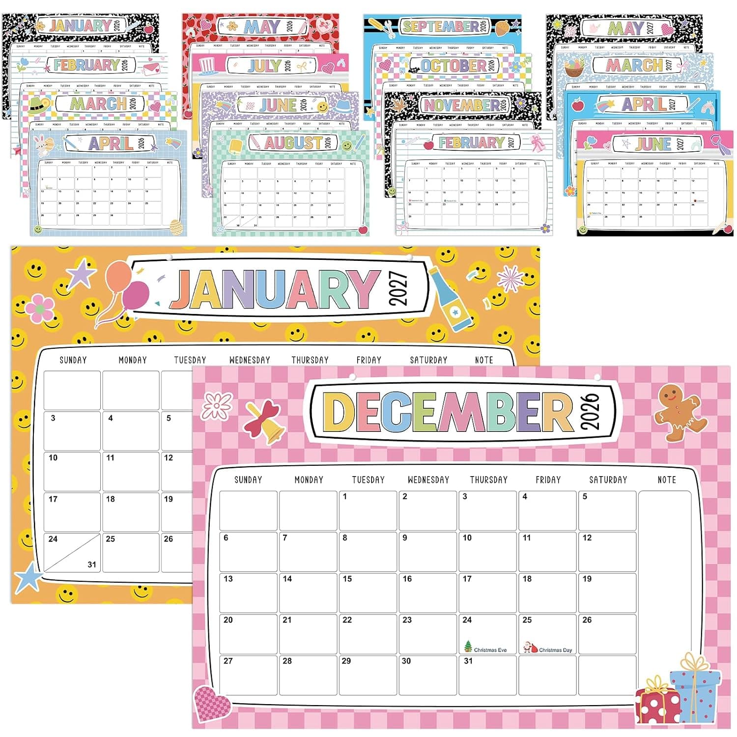 Teacher Large Desk Calendar 2026-2027, 18 Month Wall Calendar 2026 Jan. - 2027 Jun. 17"x11.5" Big Size Monthly Hanging Planner with Lanyard for New Year Home School Office Organizing Gift