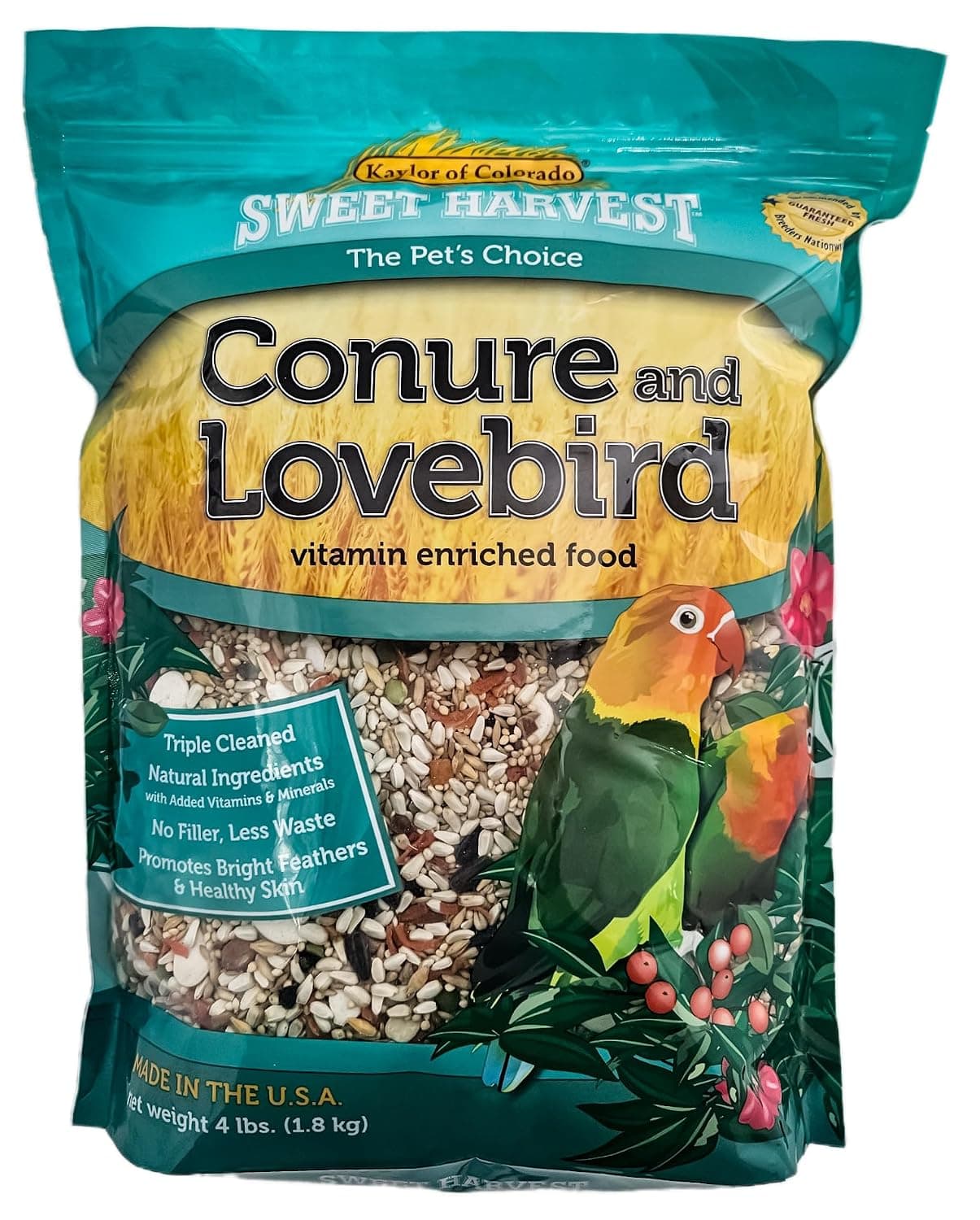 Conure and Lovebird Bird Food, 4 lbs Bag - Seed Mix for Conures and Lovebirds