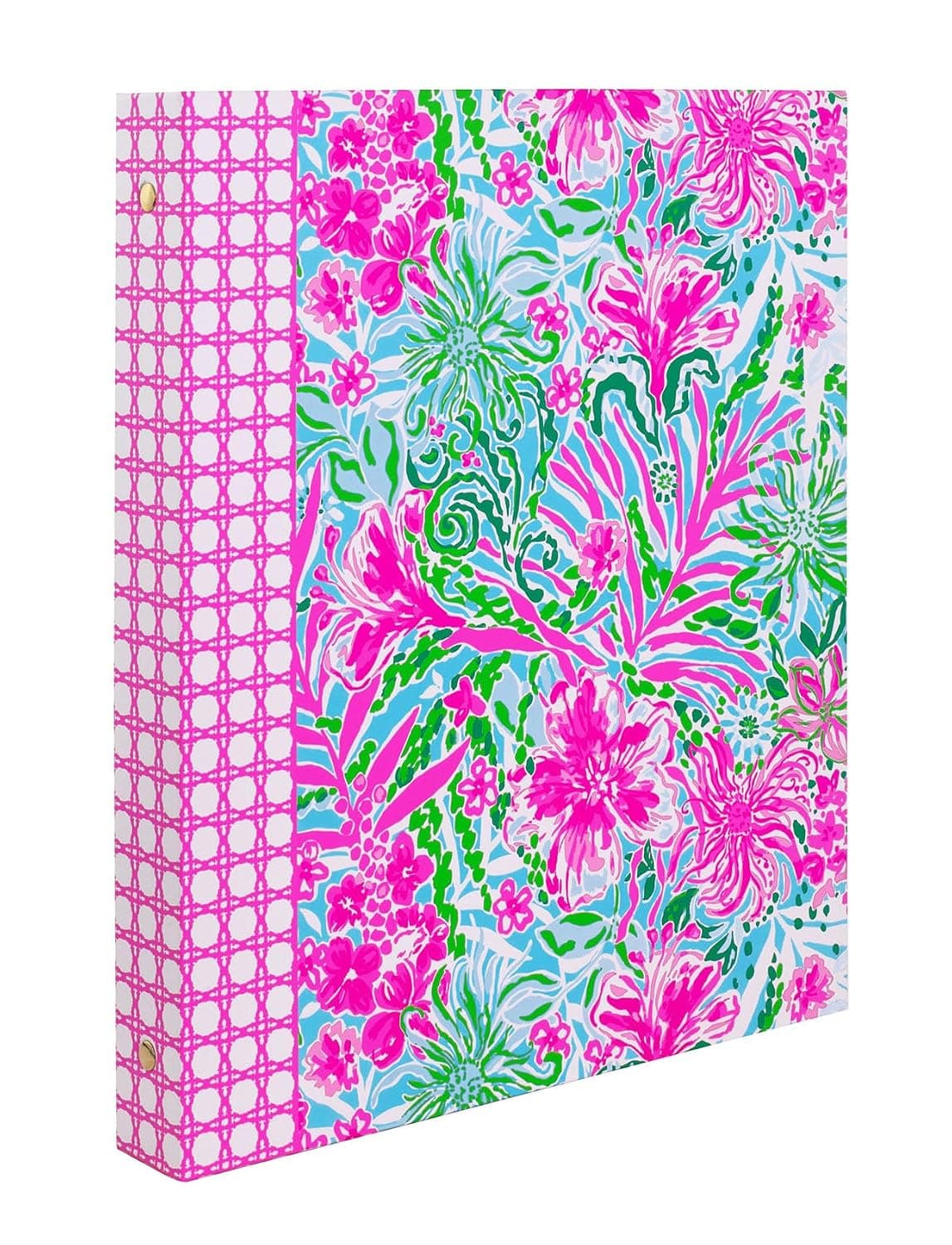 Lilly Pulitzer Cute 3 Ring Binder with Pockets and 3 Tab Dividers, Thin Binder with Metal Rings 0.75 Inch, 0.75" Aesthetic Binder (Leaf it Wild)