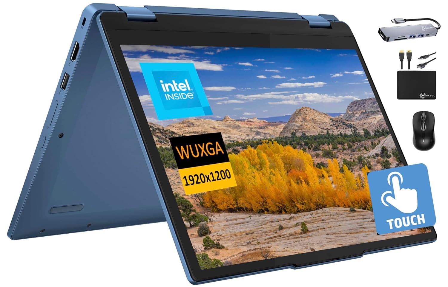 Lenovo Chromebook Flex 3i Spin 2-in-1 Laptop Business (2024),12.2" WUXGA Touchscreen, Quad Core Intel N100, 4GB RAM, 128GB (64GB eMMC+64GB Card) Webcam WiFi, 12+ Hrs Battery,Chrome OS+MarxsolAccessory