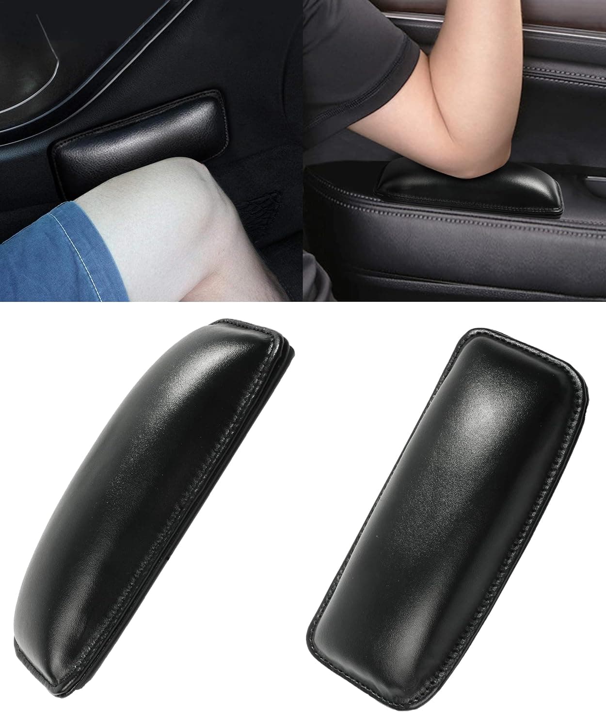 SUJADE YAKEFLY 2 Pack Soft Car Center Console Knee Leg Elbow Cushion Pad,Universal Leather Car Armrest Pillow Car Knee Cushion Elbow Pillow Thigh Support Comfort Pillow,Automotive Interior Accessories