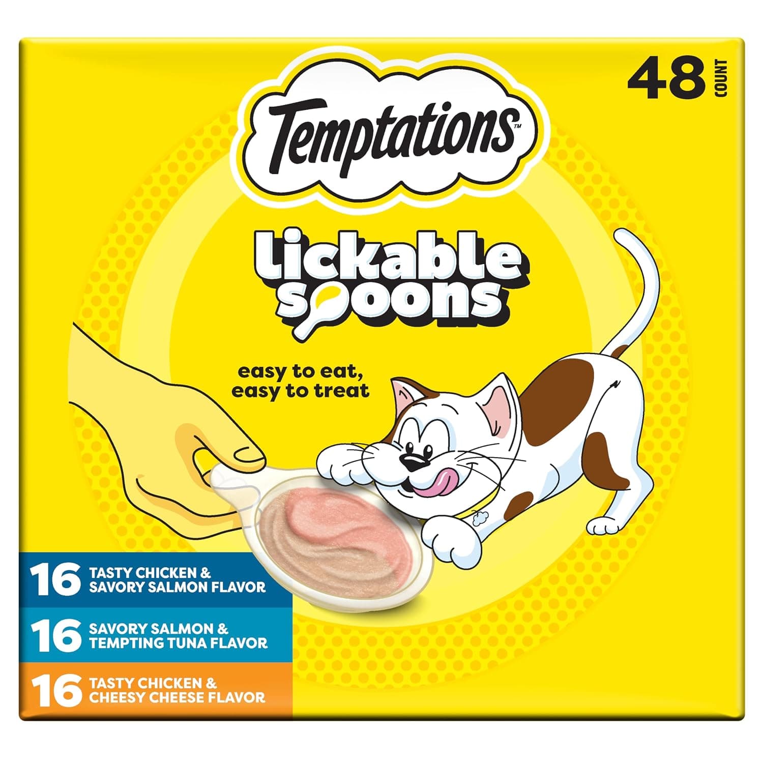 Temptations Lickable Spoons Wet Cat Treats, Variety Pack, 48 Count