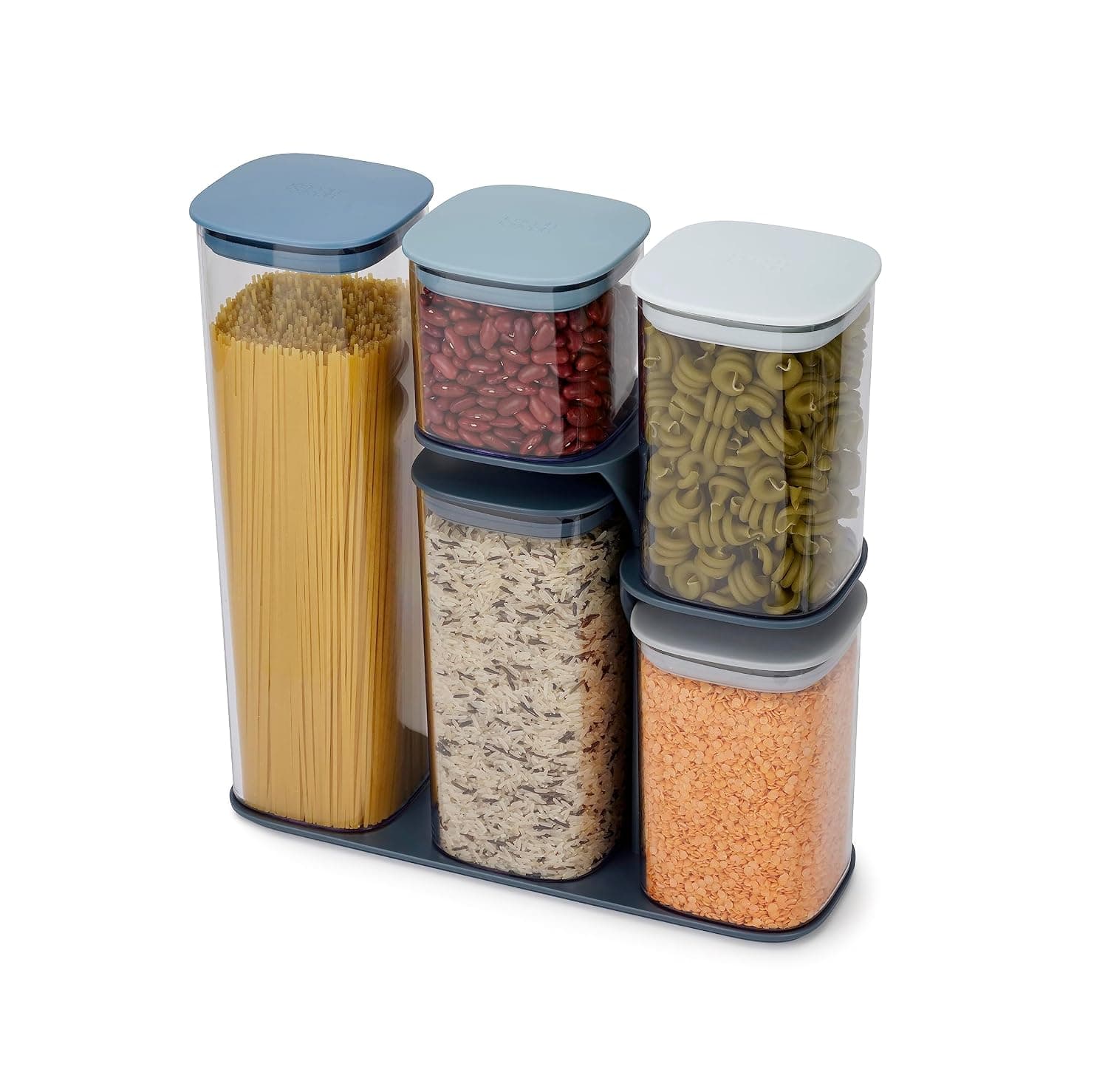 Joseph Joseph 81071 Podium Dry Food Storage Container Set with Stand, 5-piece, Gray
