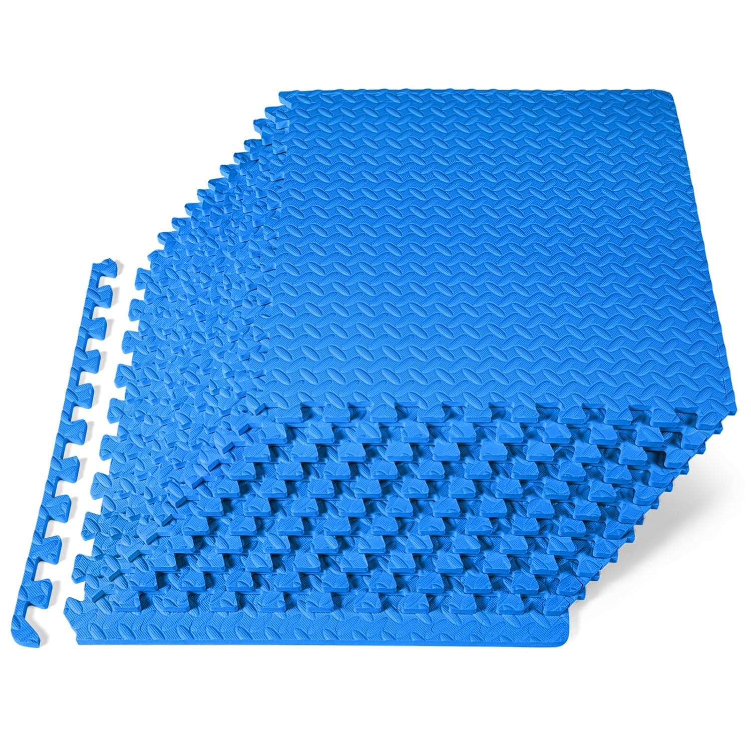 ProsourceFit Puzzle Exercise Mat ½ in, EVA Interlocking Foam Floor Tiles for Home Gym, Mat for Home Workout Equipment, Floor Padding for Kids, Blue, 24 in x 24 in x ½ in, 48 Sq Ft - 12 Tiles