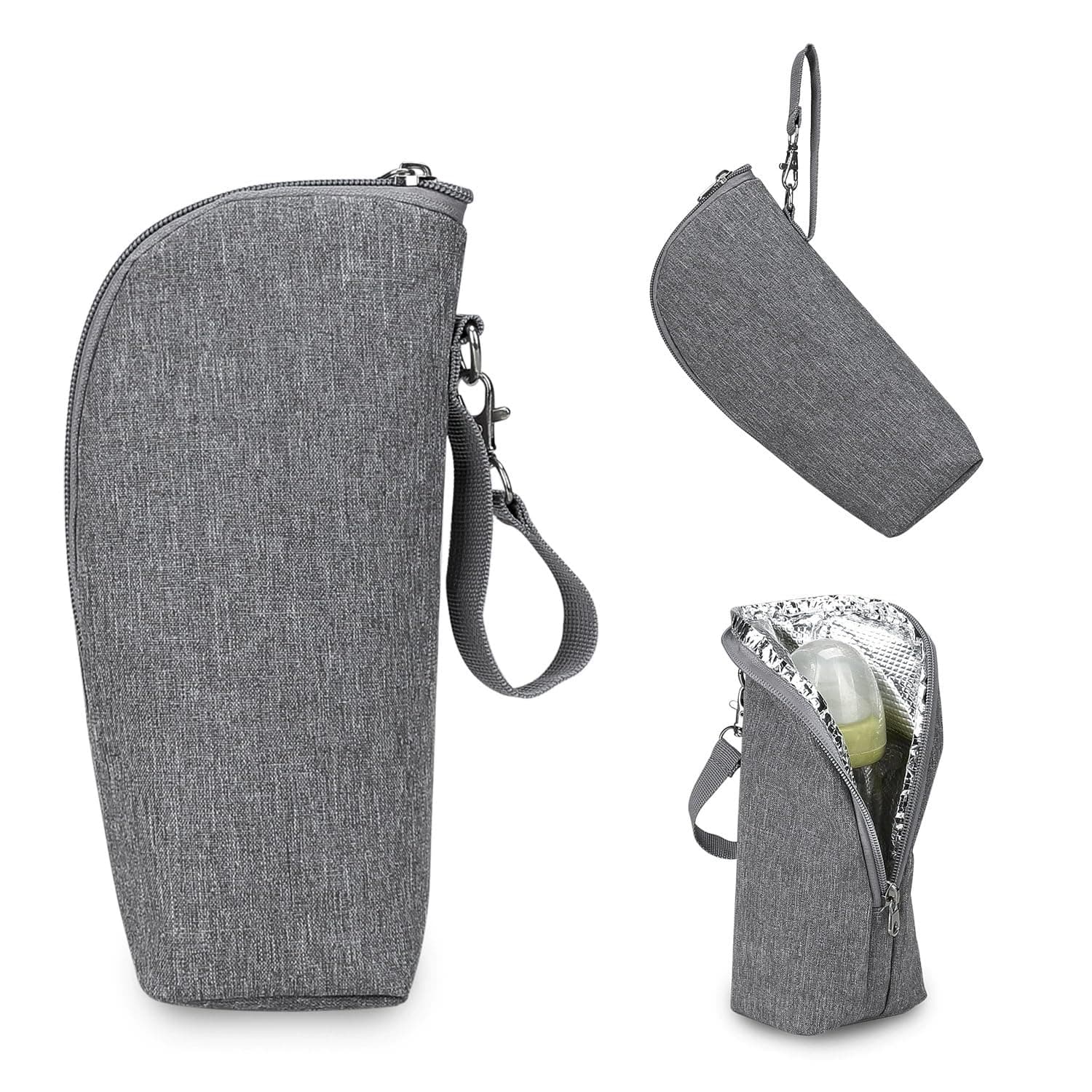 Baby Bottle Cooler Bag, Insulated Breastmilk Cooler Tote Bag, Carrying Portable Nursing Bottle Cooler Warmer Bag for Nursing Mom Daycare Travel, Grey, Simple