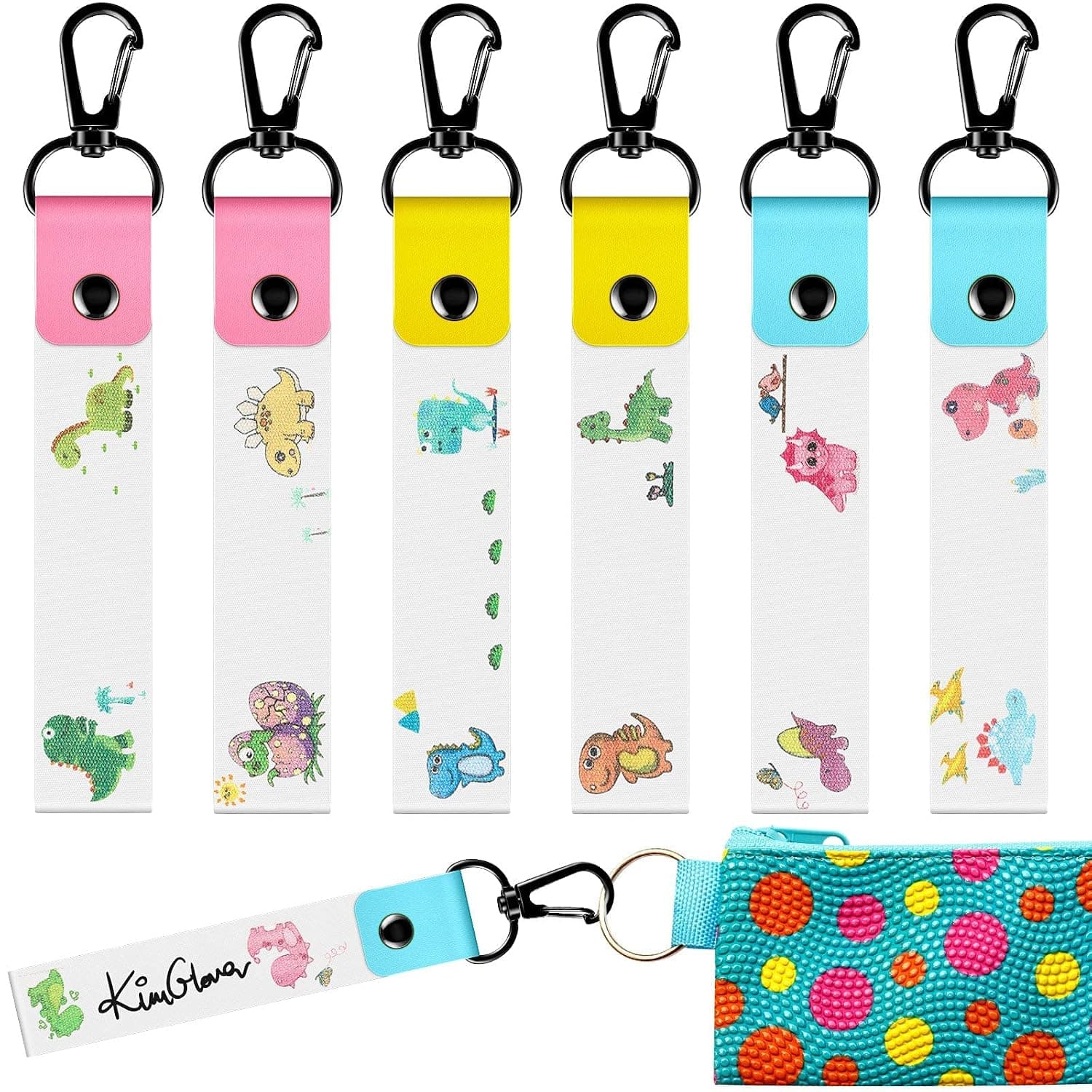 Personalized Name Tag Hook, 6 Pieces Kids ID Tag Backpack Label, Daycare Tag Water Bottle Tag, Cute Cartoon Pattern Cotton Name Tag