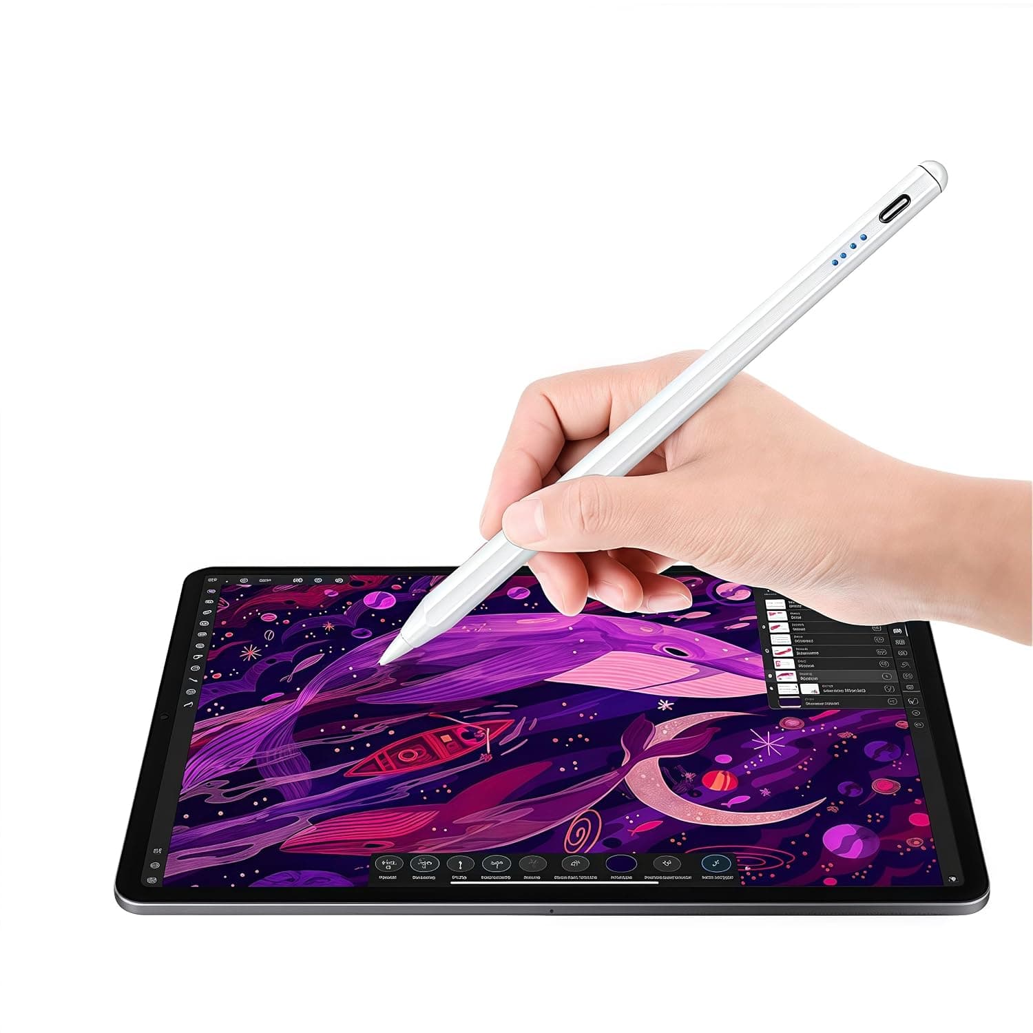 Digital Stylus Pen for iPad, Apple Compatible, Fast Charging, White