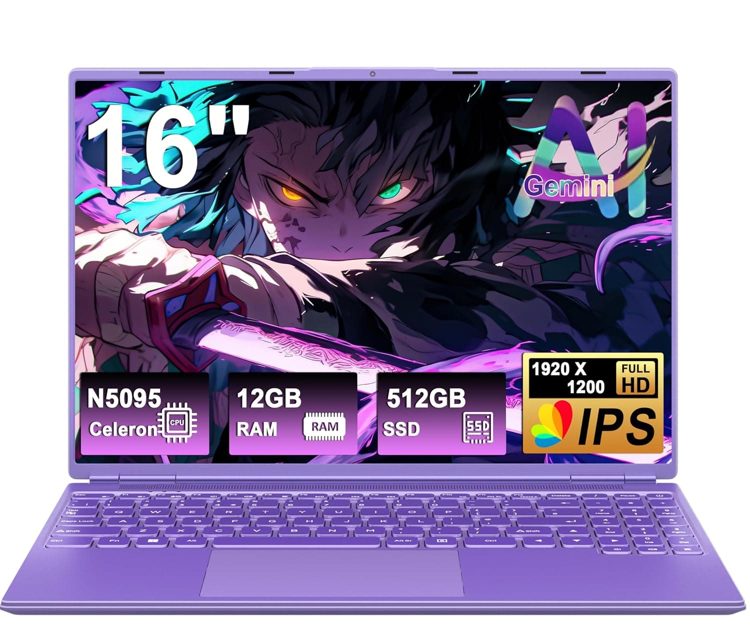 NOTODD Laptop Computer Win11 12+512GB SSD 2TB HDD 1920x1200 4-core Celeron N5095 2.9GHz Gaming Laptop with Numeric Keypad Type-C