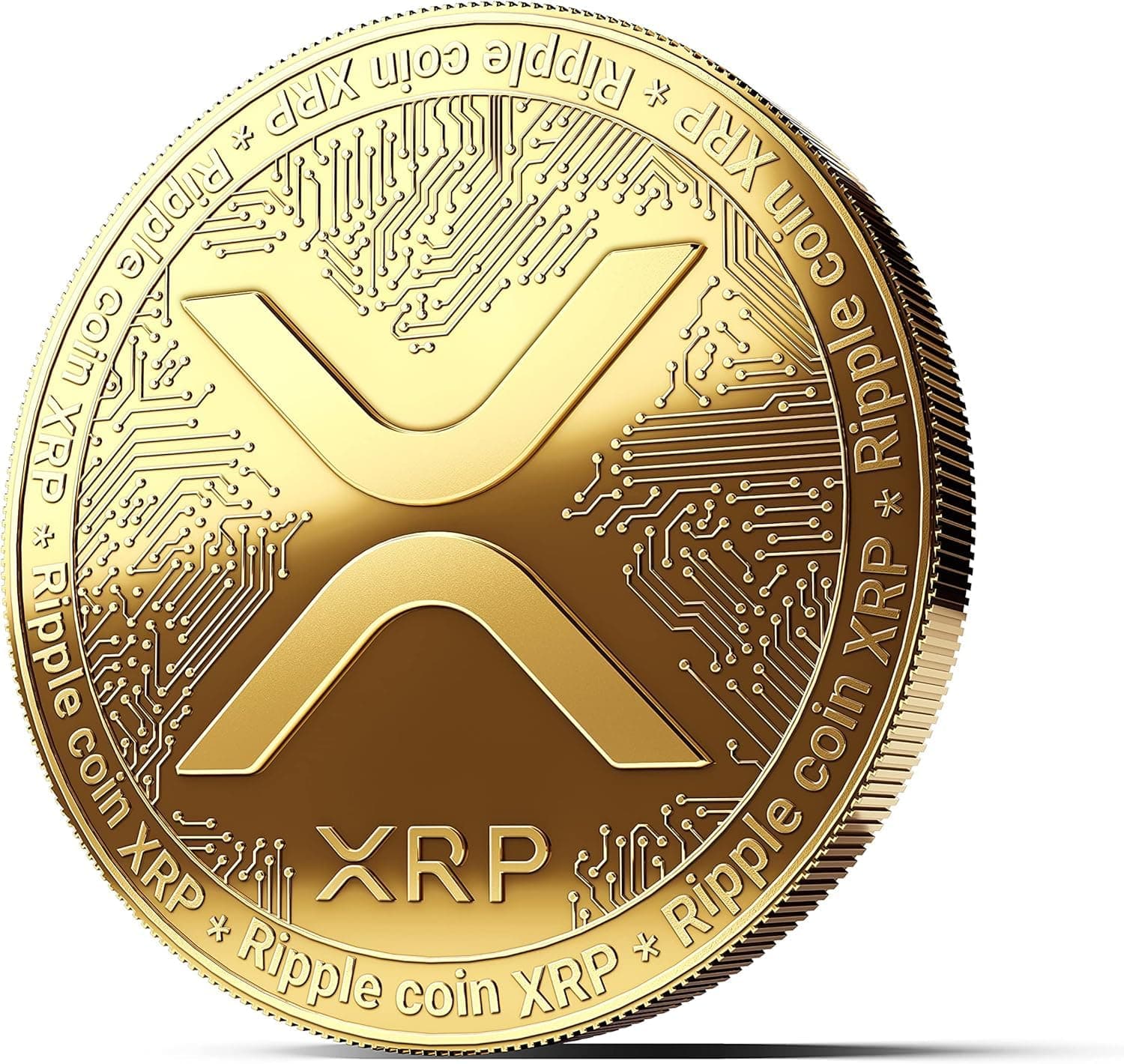 Bitcoin BTC ETH ADA XLM SHIB Doge XRP SOL DOT Link LTC UNI SOL Coin Plated with 24-Carat Gold, Physical Metal Crypto Coins for Home Decoration, Collection with Plastic Case (Ripple XRP)