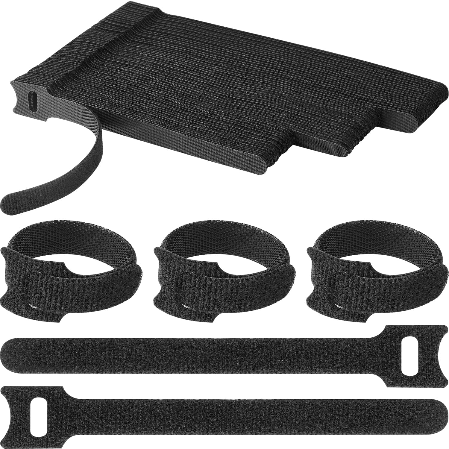 60pcs Fastening Microfiber Cloth Cable Ties Wire Management(6/7/8 Inch, Black)