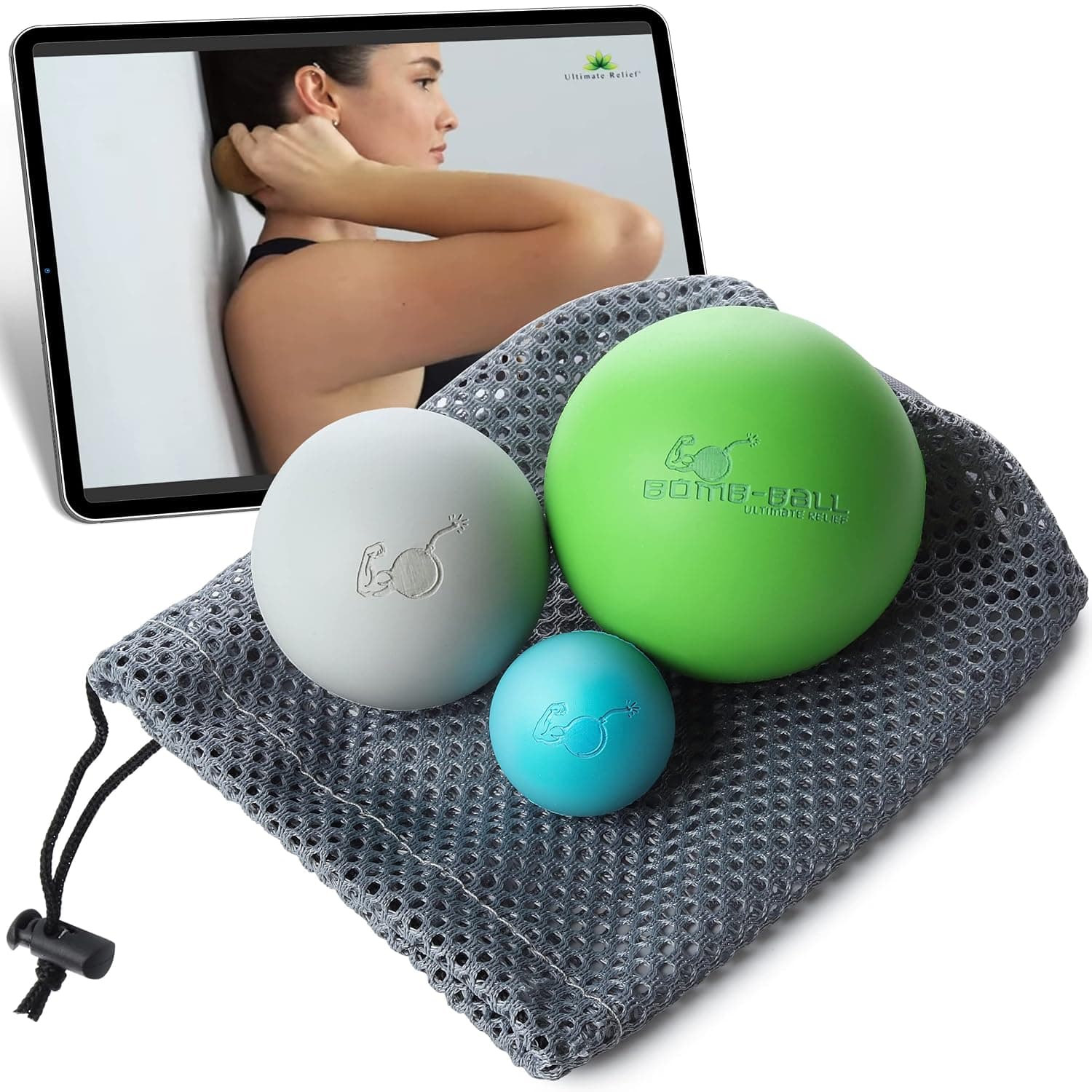 Bomb Ball Original Massage Ball Set - Fascia + Lacrosse Balls for Ultimate Muscle Relaxation, Self-Massage, Fascia Training + Trigger Point Therapy