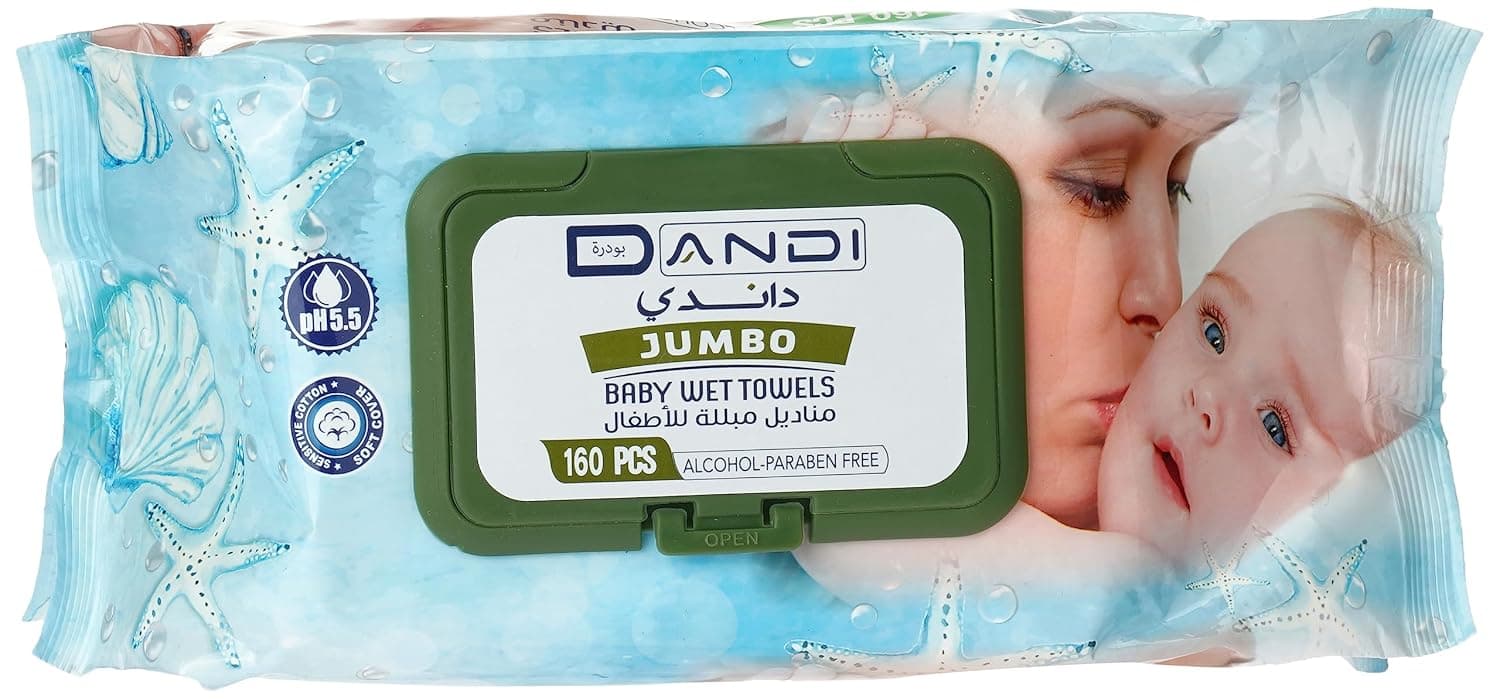 Dandy Jumbo Wipes 160, baby powder Scent, 24 Packs per Carton