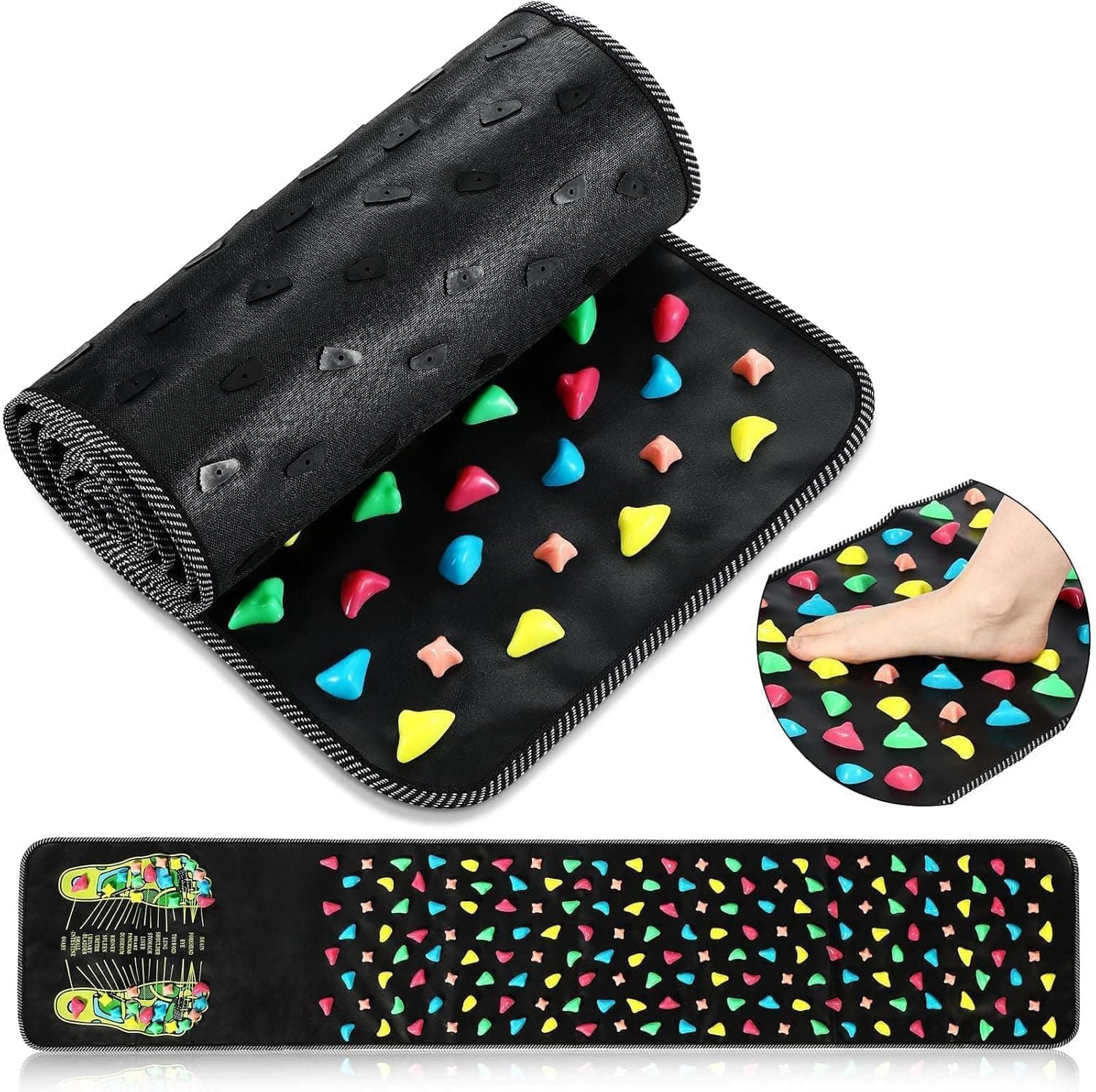 Bolivia's Foot Massage Cushion, 120X35CM Acupressure Mat with Reflexology Stones, Pain Relief for Students, Professionals, Daily Relaxation, Portable, Easy Storage, Travel Mat for Tired Feet