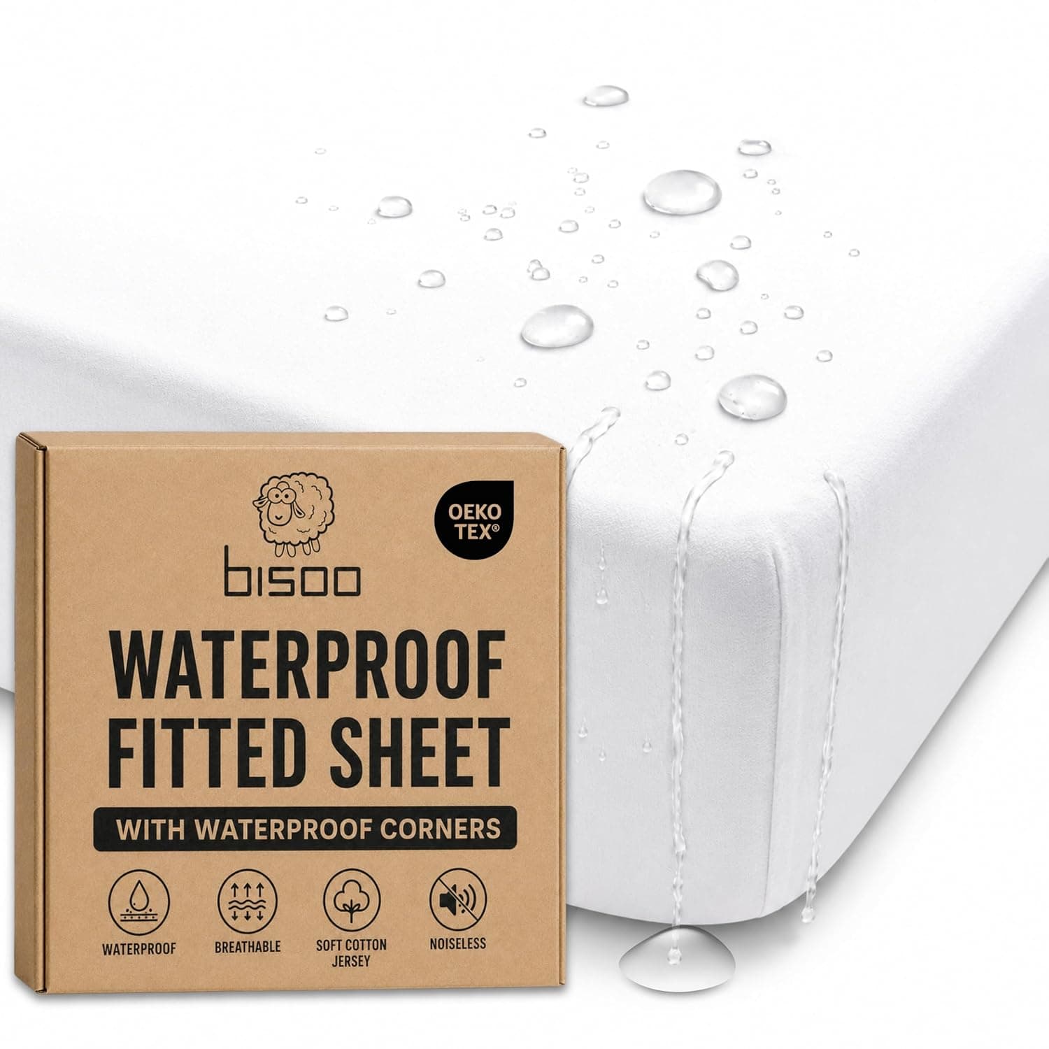 Bisoo Magic Sheet 55x90 White Waterproof Fitted Sheet for Bedside Crib
