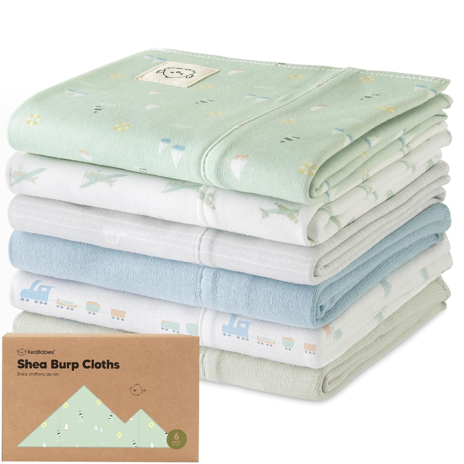 Organic Burp Cloths Baby Girl, Boy - 6-Pack Large Baby Burp Cloths, Super Absorbent Burping Cloths for Babies, Soft & Plush Cotton Burp Cloth, Spit Up Burp Rags, Newborn Burp Clothes (Vessels)