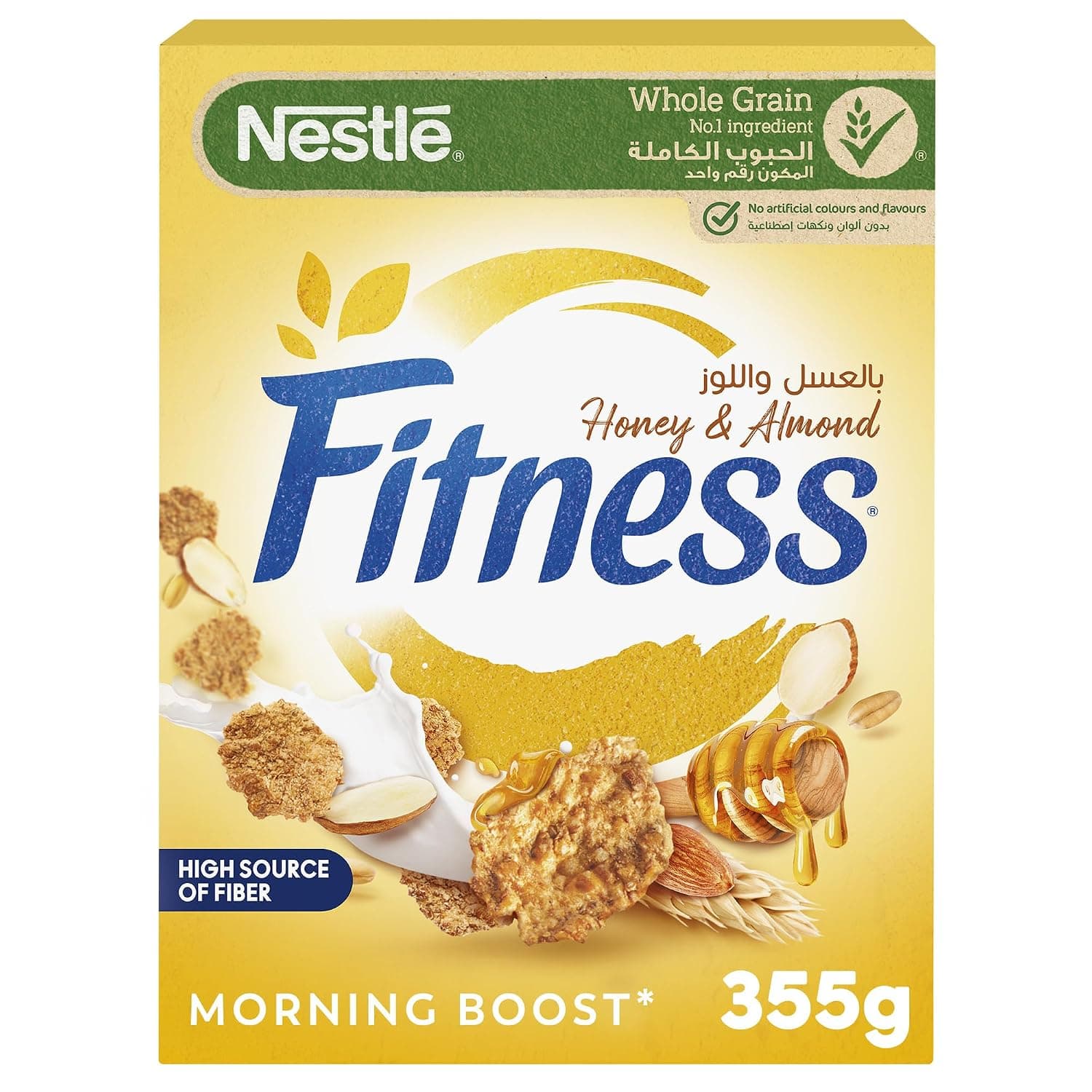 Nestle Fitness Honey and Almonds Breakfast Cereal, Made with Whole Grain, Pack, 355g