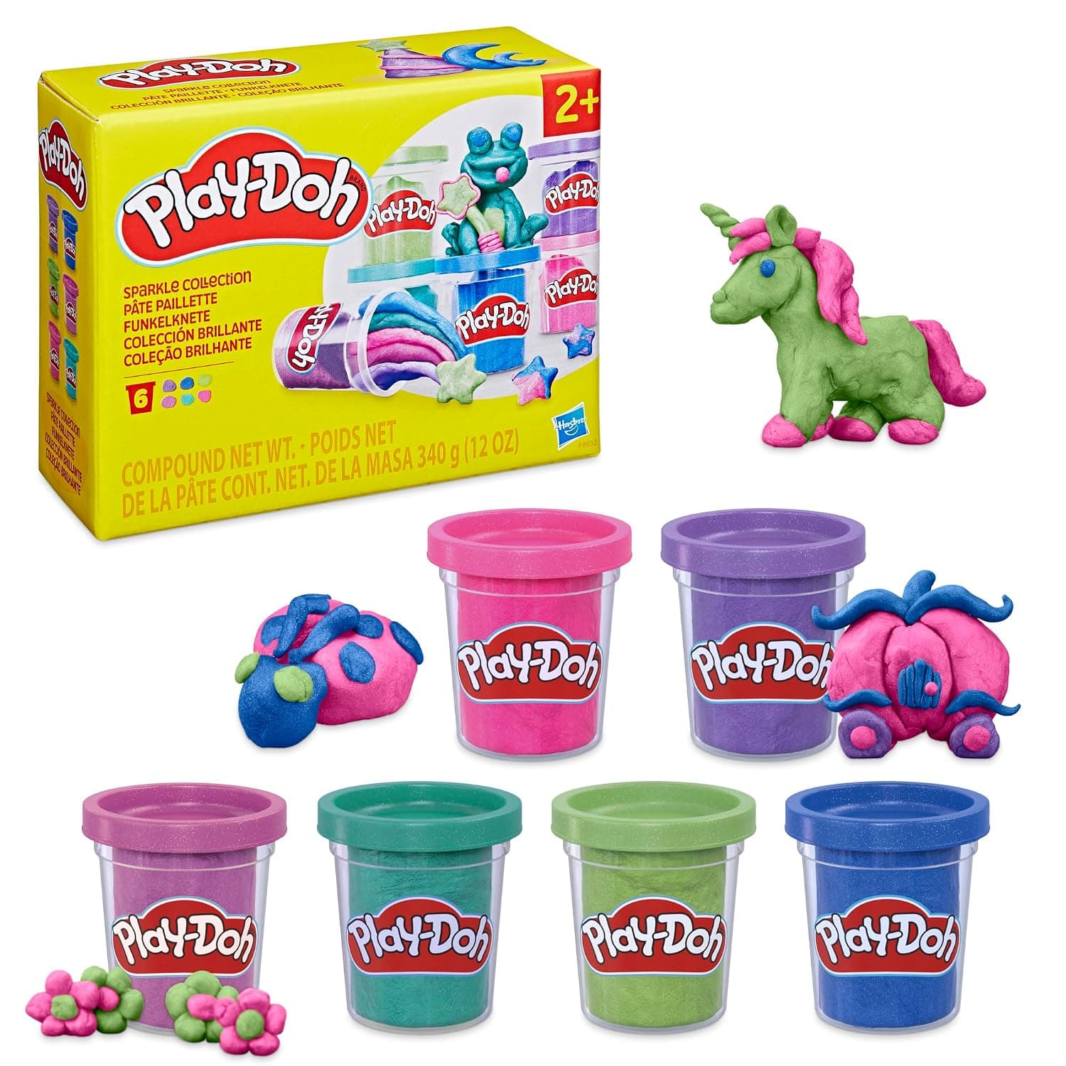Play-Doh 6 Pack Sparkle Collection, Assorted Metallic Shine Colors, Kids Arts & Crafts Supplies, Imagination Toys for 3 Year Olds Up