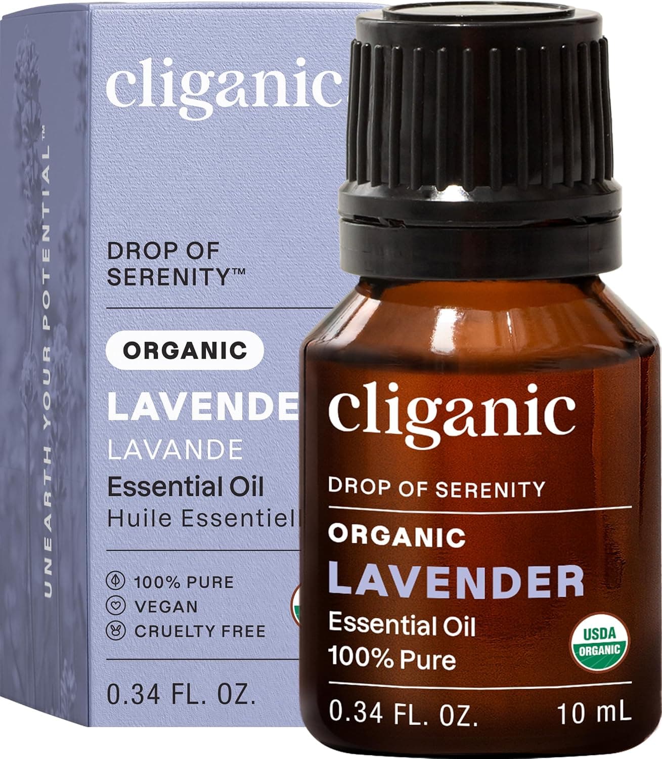 Cliganic USDA Organic Lavender Essential Oil - 100% Pure Natural Undiluted, for Aromatherapy Diffuser | Non-GMO Verified (Packaging May Vary)